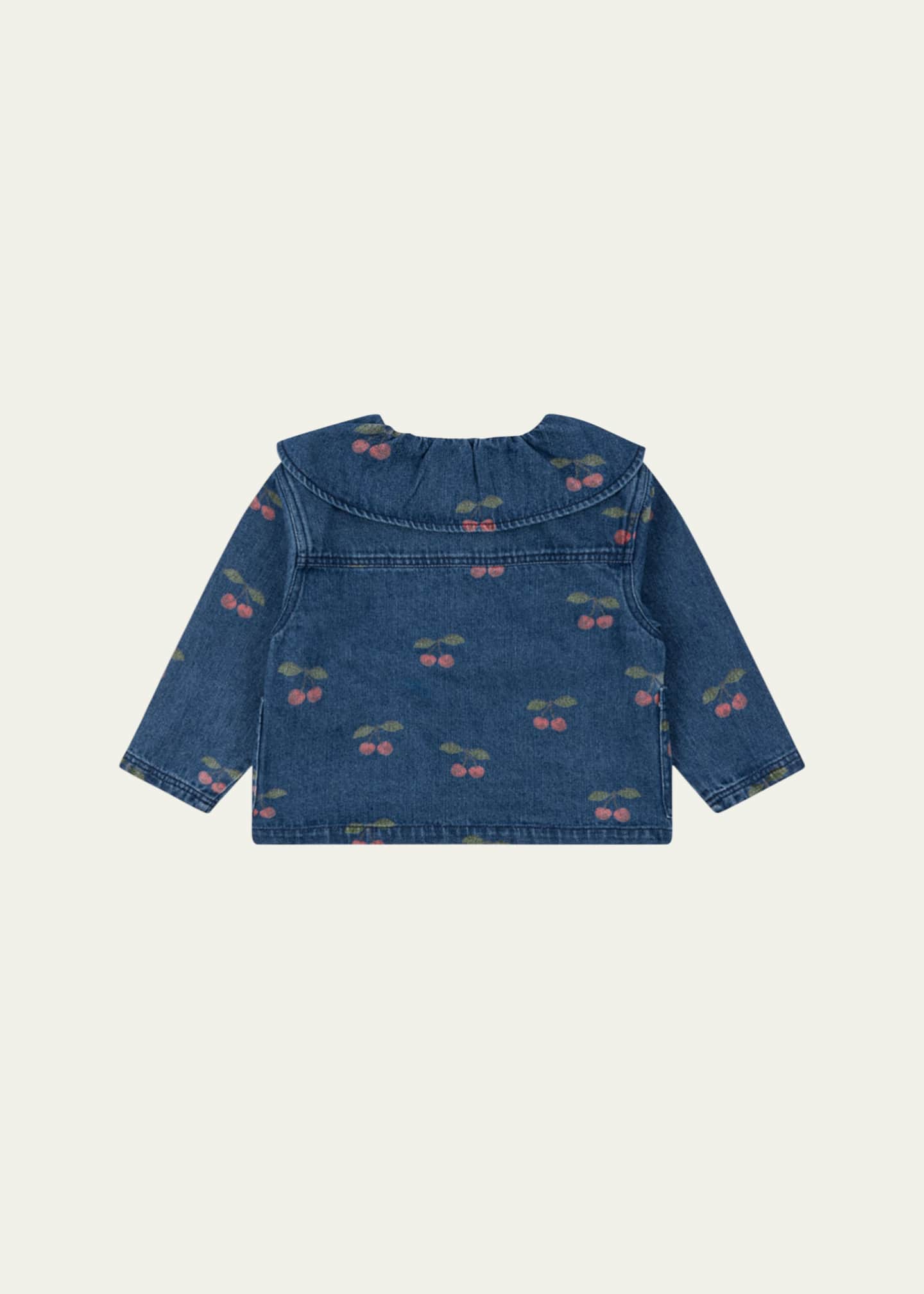 Konges Slojd Girl's Magot Cherry-Print Denim Shirt, Size 12M-10 Image 2 of 3