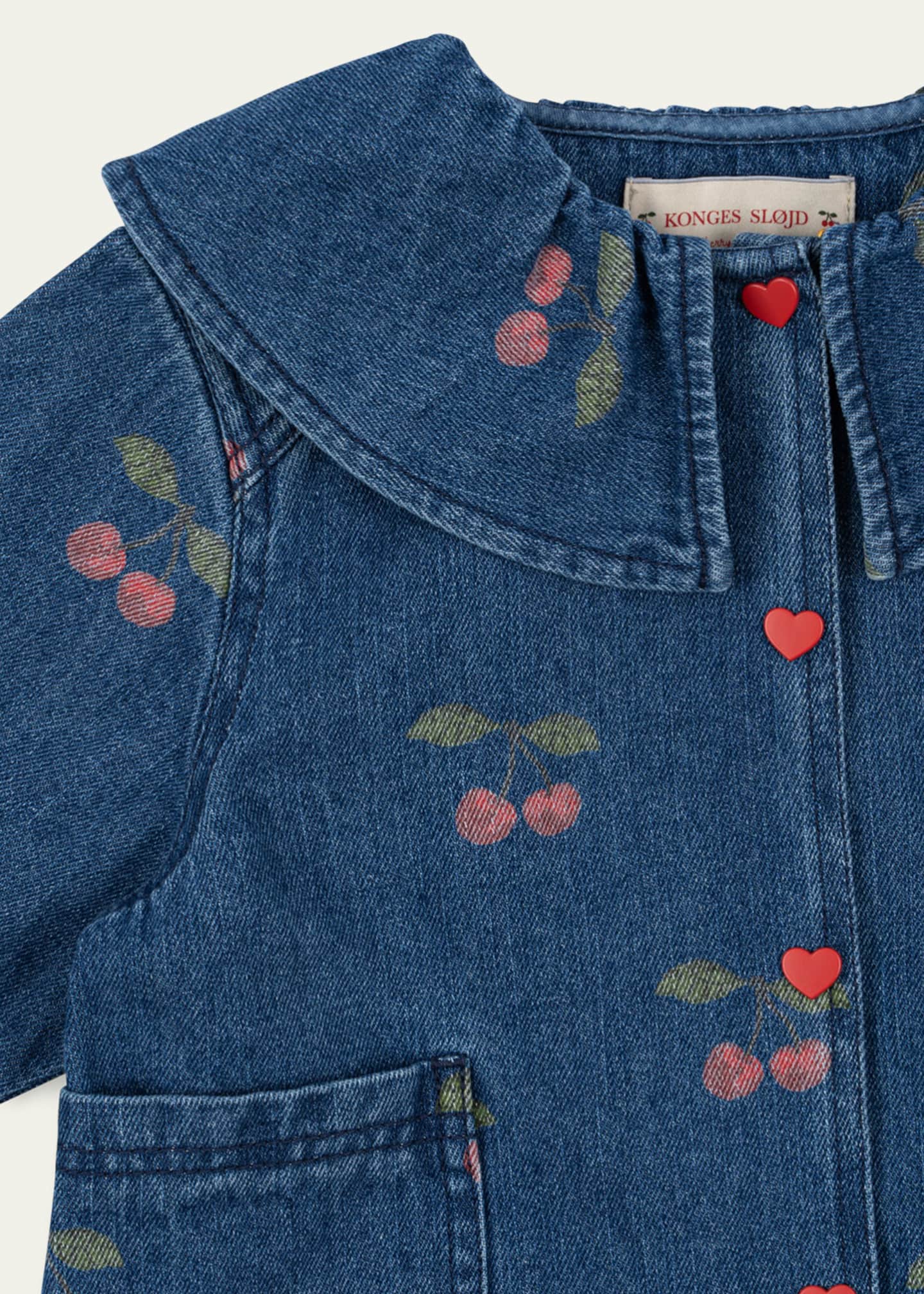 Konges Slojd Girl's Magot Cherry-Print Denim Shirt, Size 12M-10 Image 3 of 3