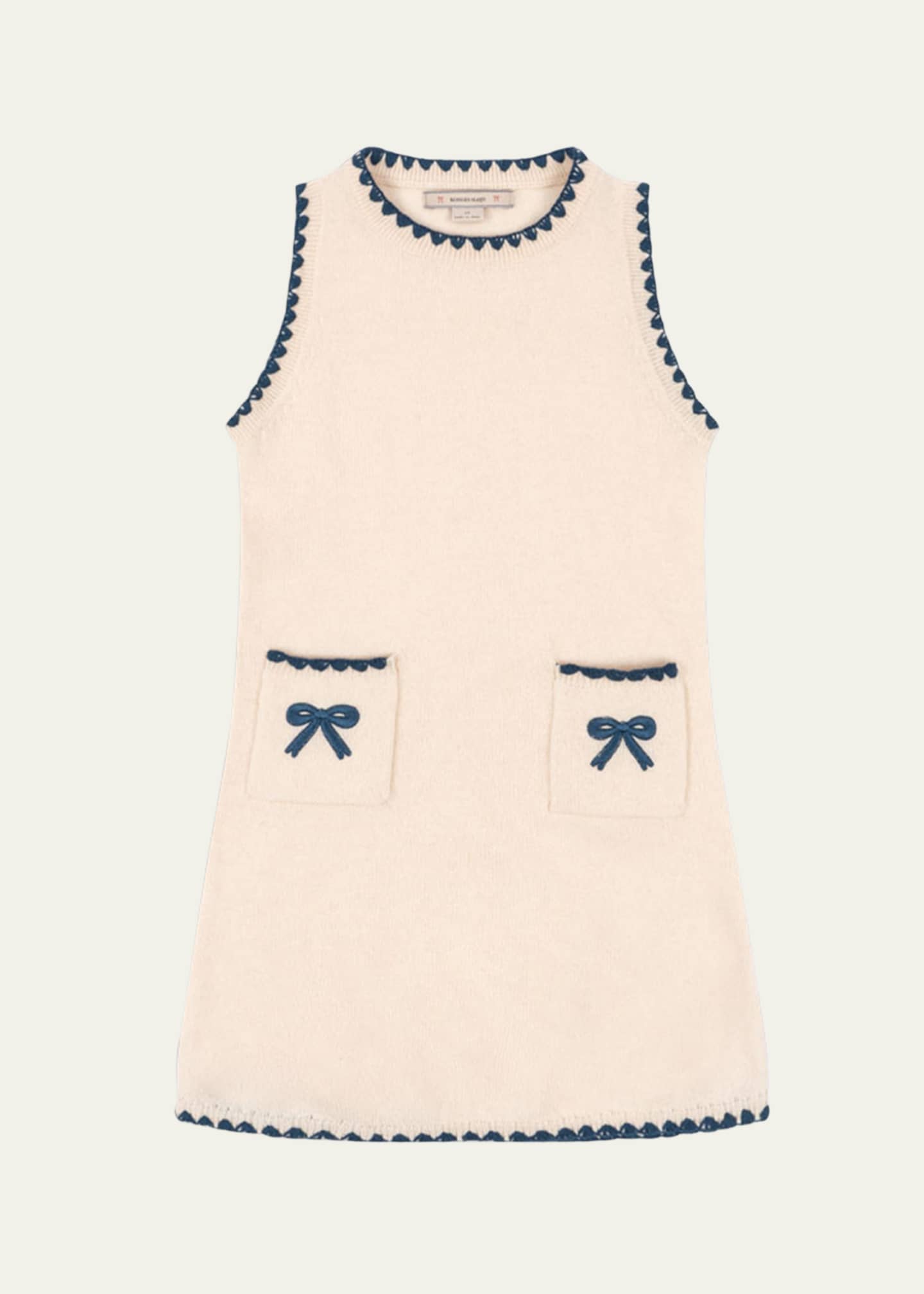 Konges Slojd Girl's Collette Knit Dress W/ Embroidered Bows, Size 18M-10 Image 1 of 2