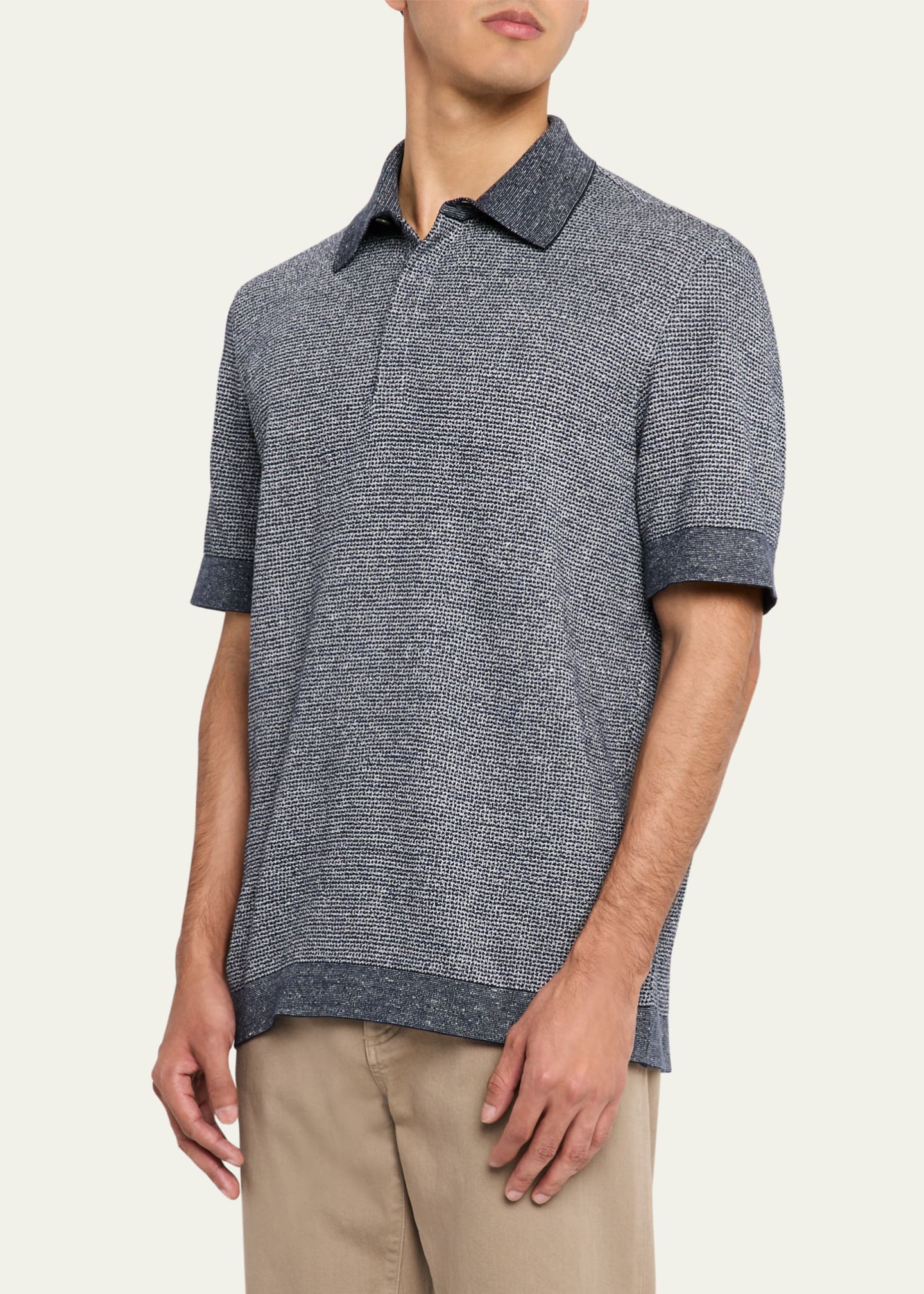 ZEGNA Men's Heathered Polo Image 4 of 5