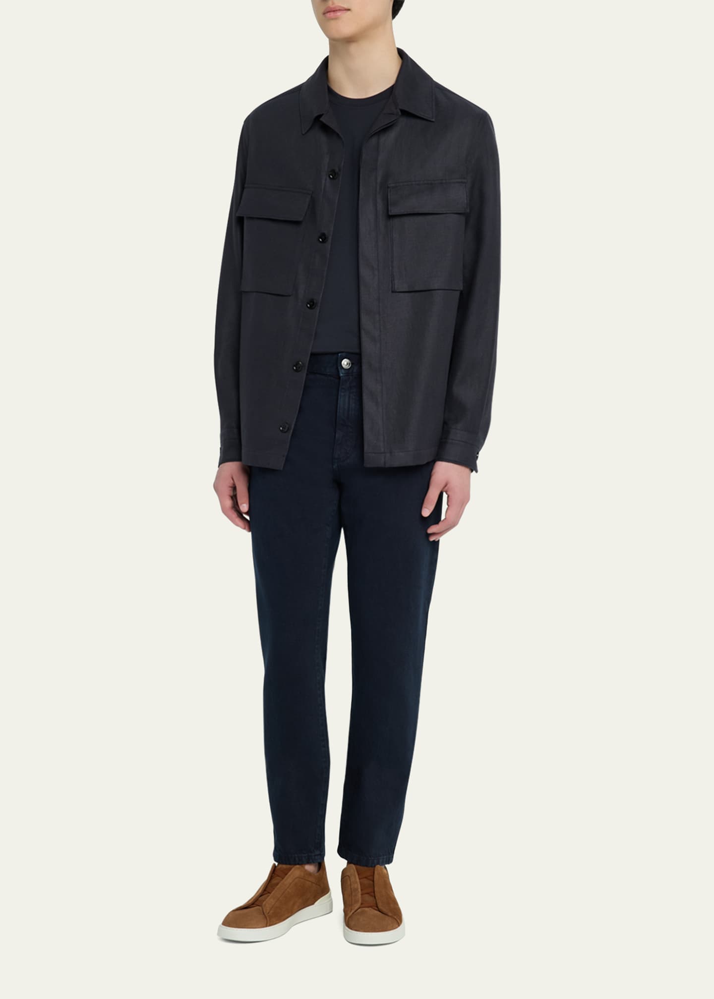 ZEGNA Men's Oasi Linen Overshirt Image 2 of 5