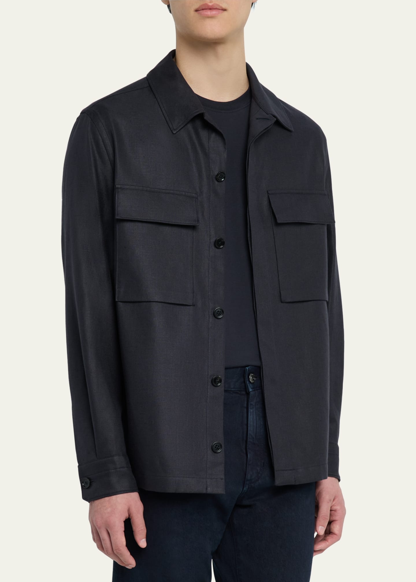 ZEGNA Men's Oasi Linen Overshirt Image 4 of 5