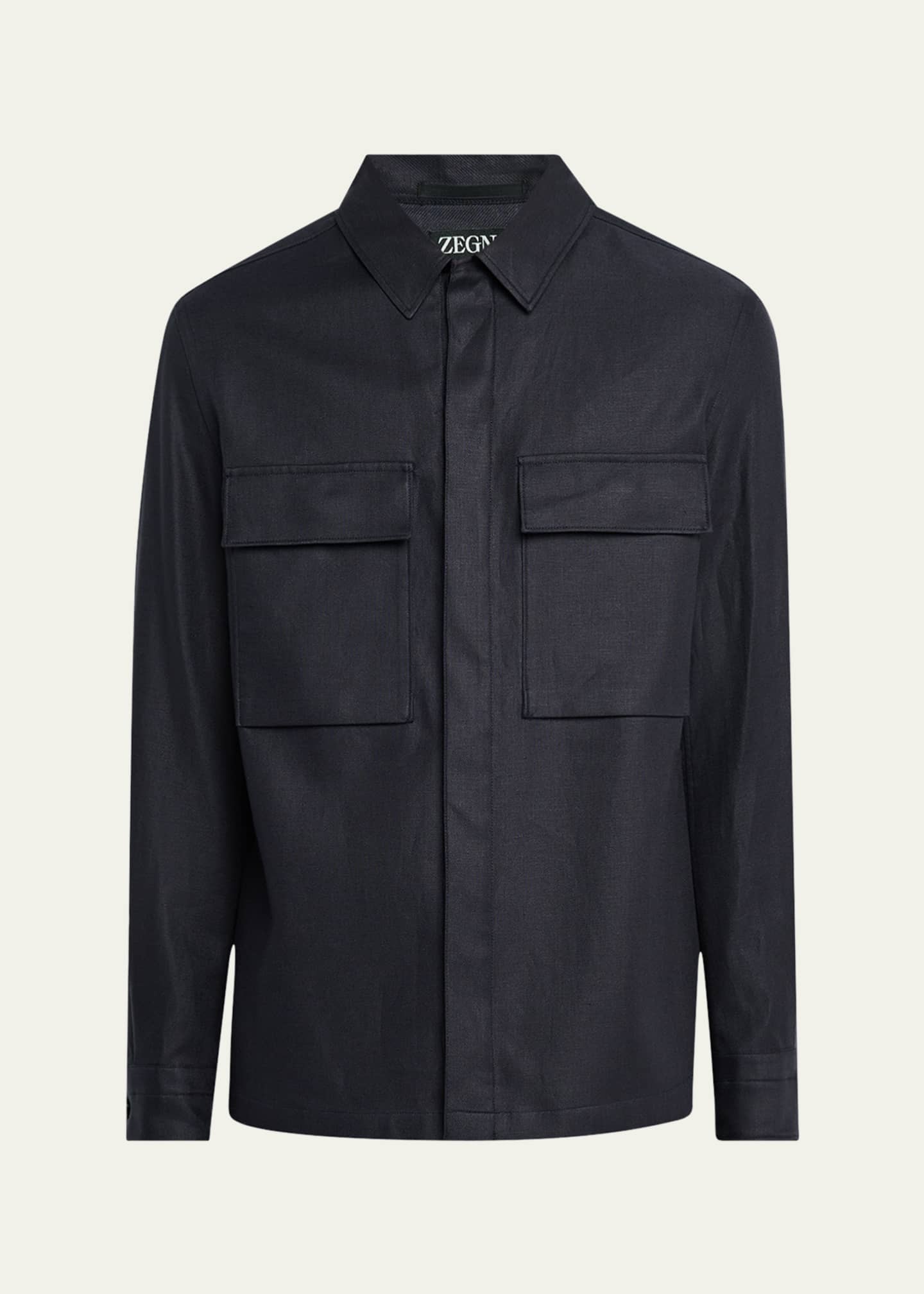 ZEGNA Men's Oasi Linen Overshirt Image 1 of 5