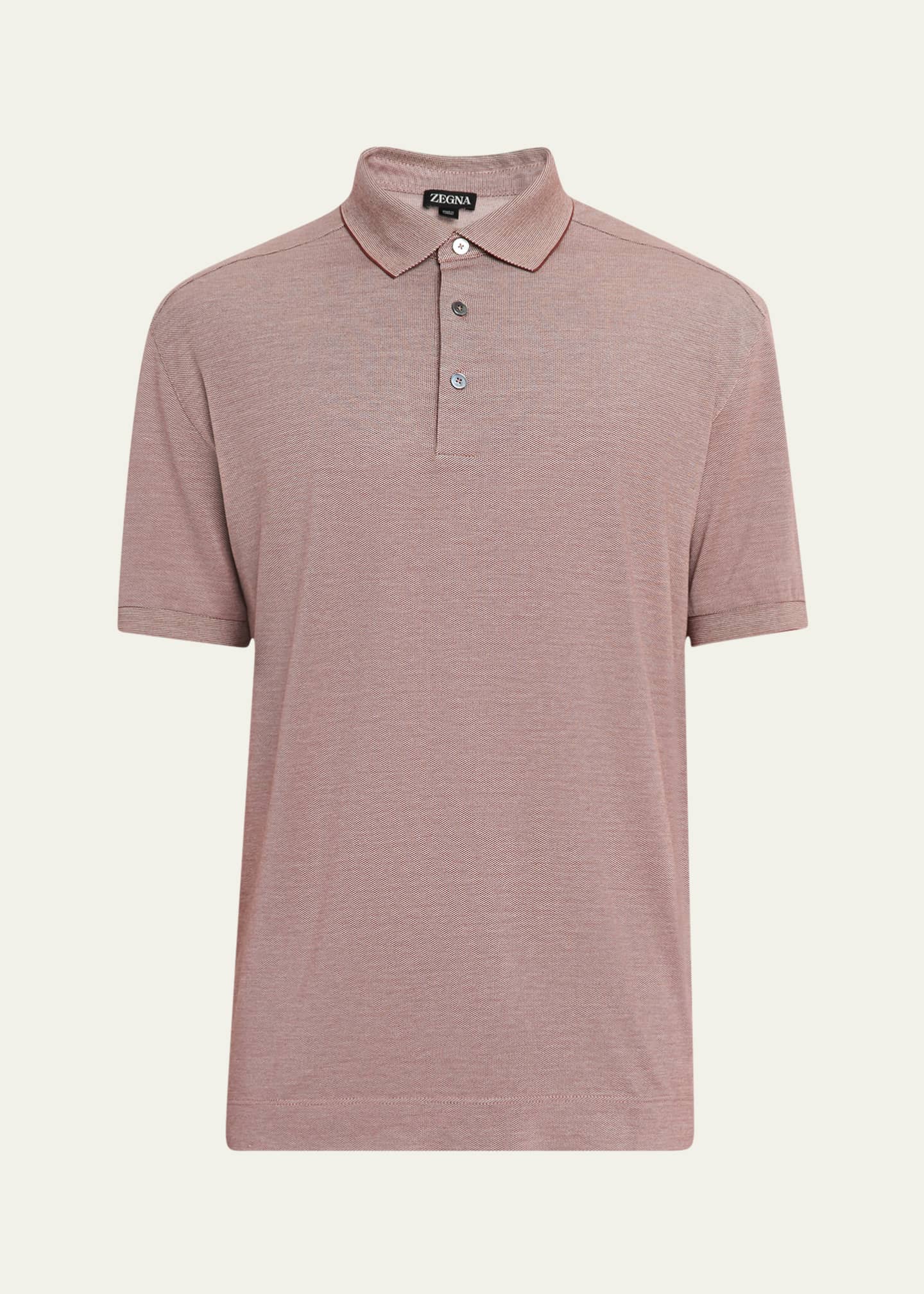ZEGNA Men's Cotton and Silk Tipped Polo Shirt