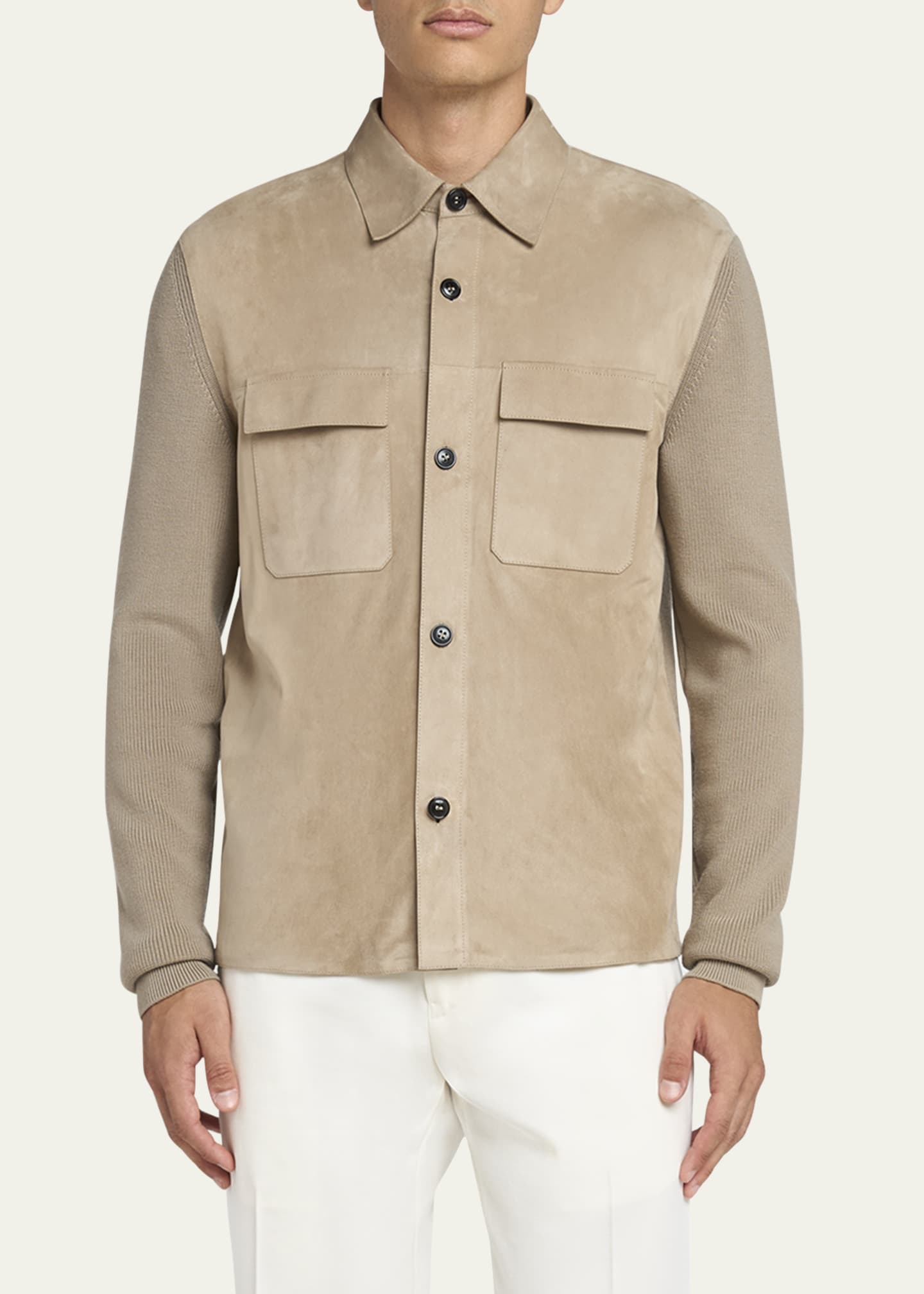 ZEGNA Men's Suede Knit Hybrid Jacket Image 2 of 5