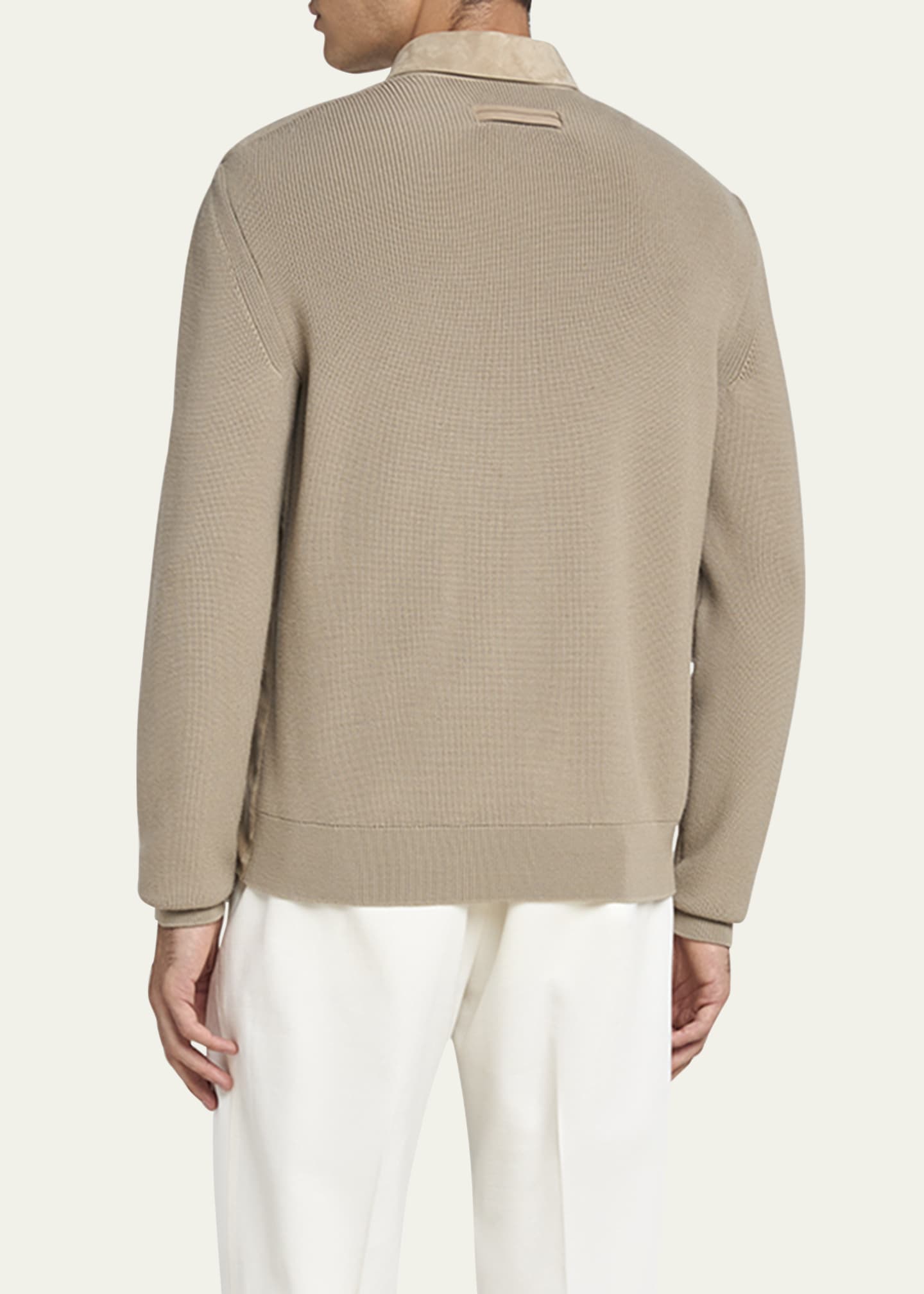 ZEGNA Men's Suede Knit Hybrid Jacket Image 3 of 5