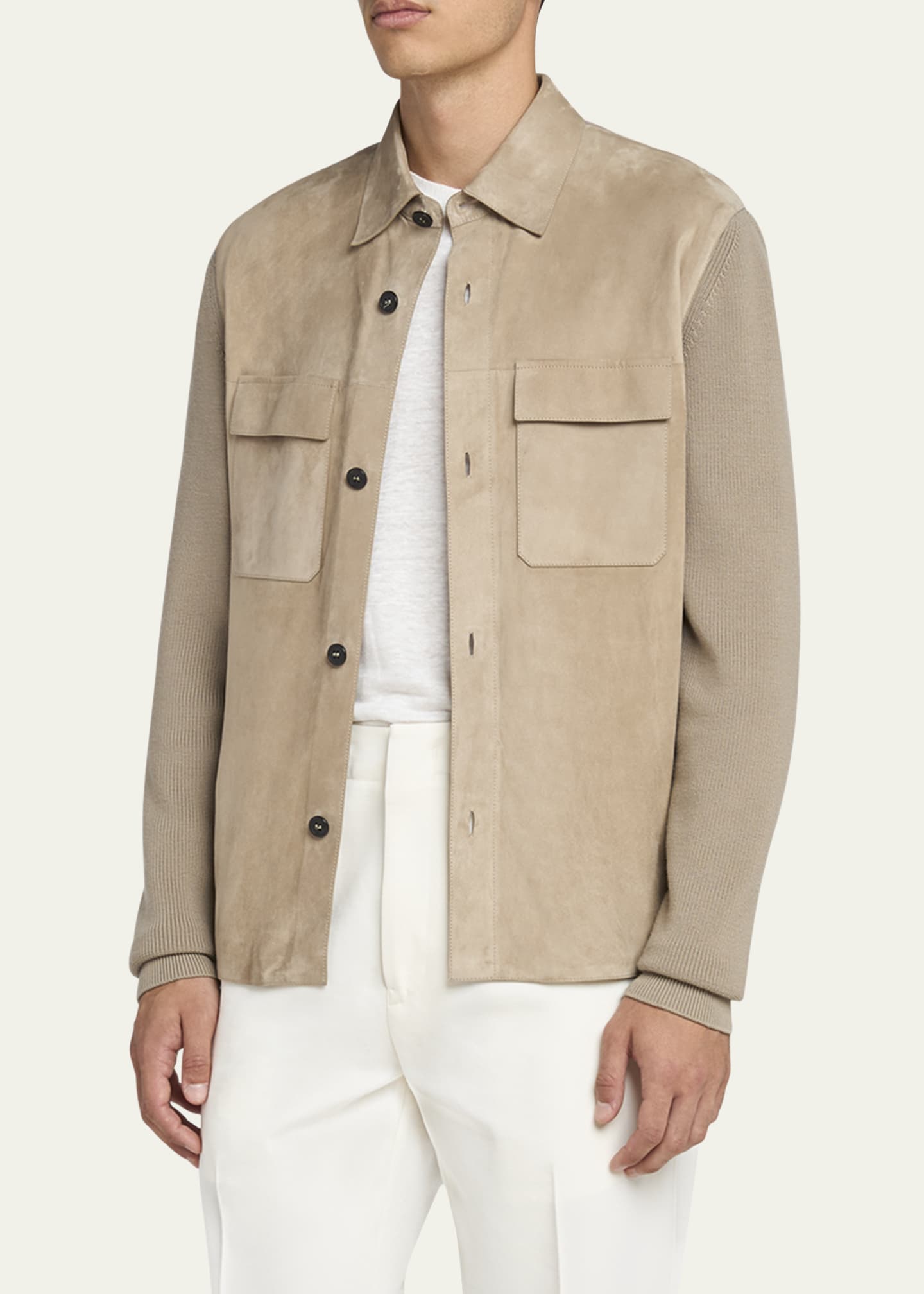 ZEGNA Men's Suede Knit Hybrid Jacket Image 4 of 5