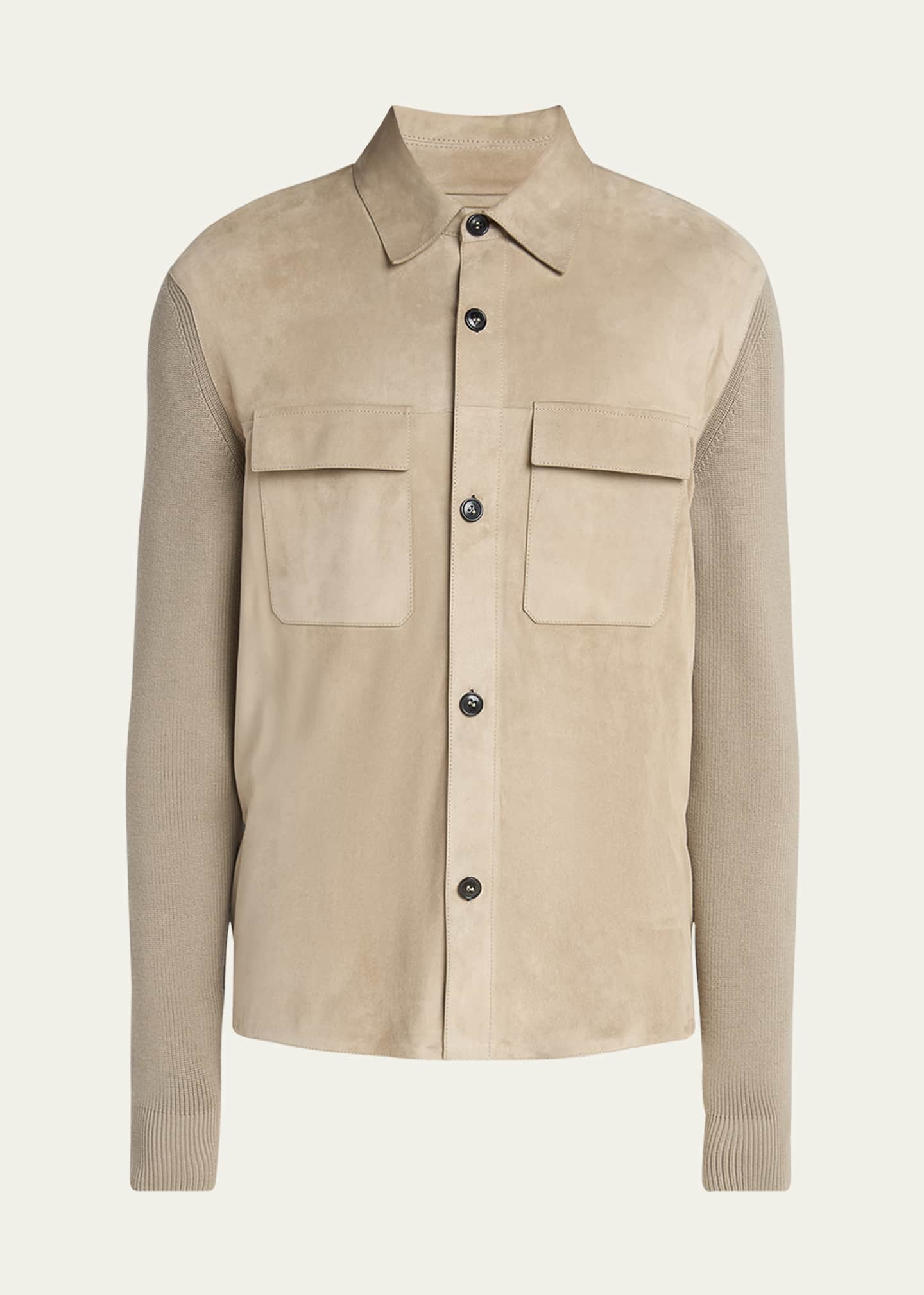 ZEGNA Men's Suede Knit Hybrid Jacket Image 1 of 5