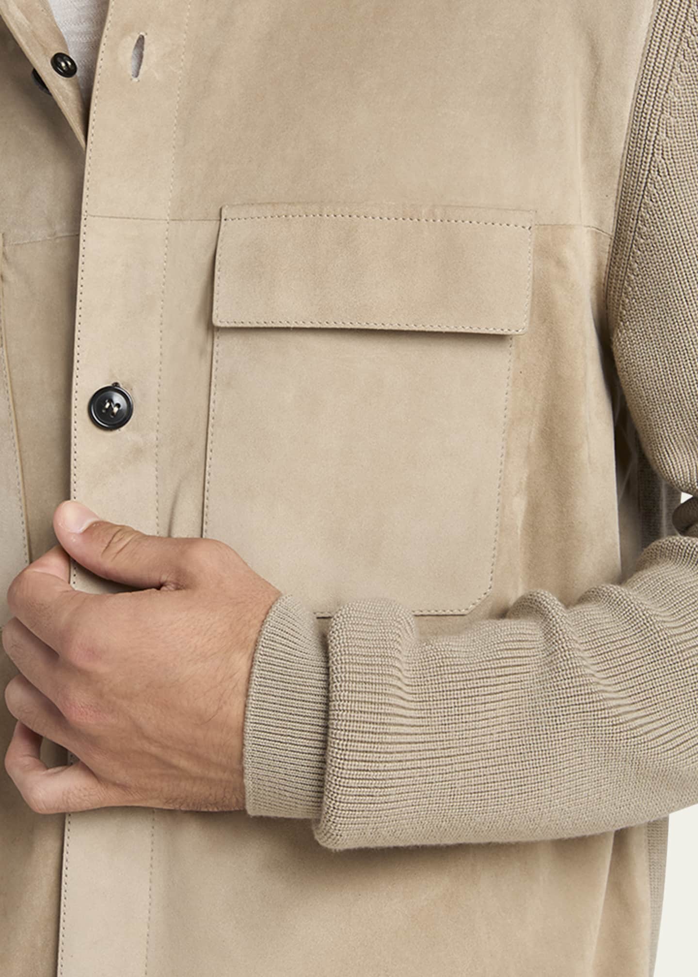 ZEGNA Men's Suede Knit Hybrid Jacket Image 5 of 5