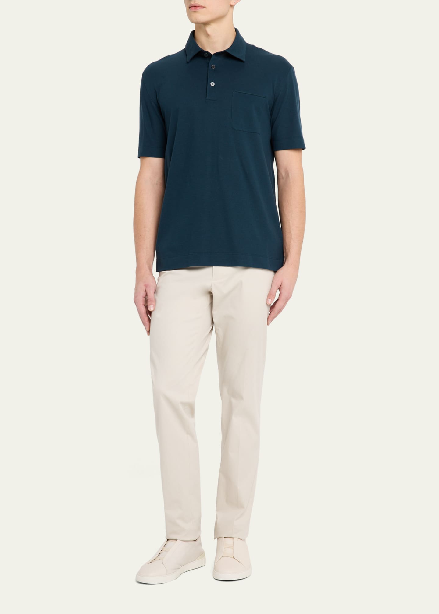 ZEGNA Men's Cotton Pique Polo Shirt Image 2 of 5