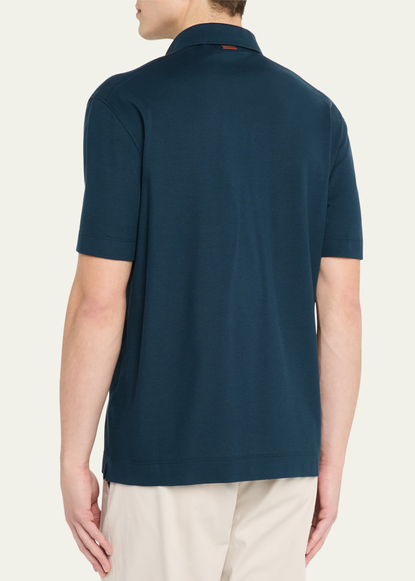 ZEGNA Men's Cotton Pique Polo Shirt Image 3 of 5
