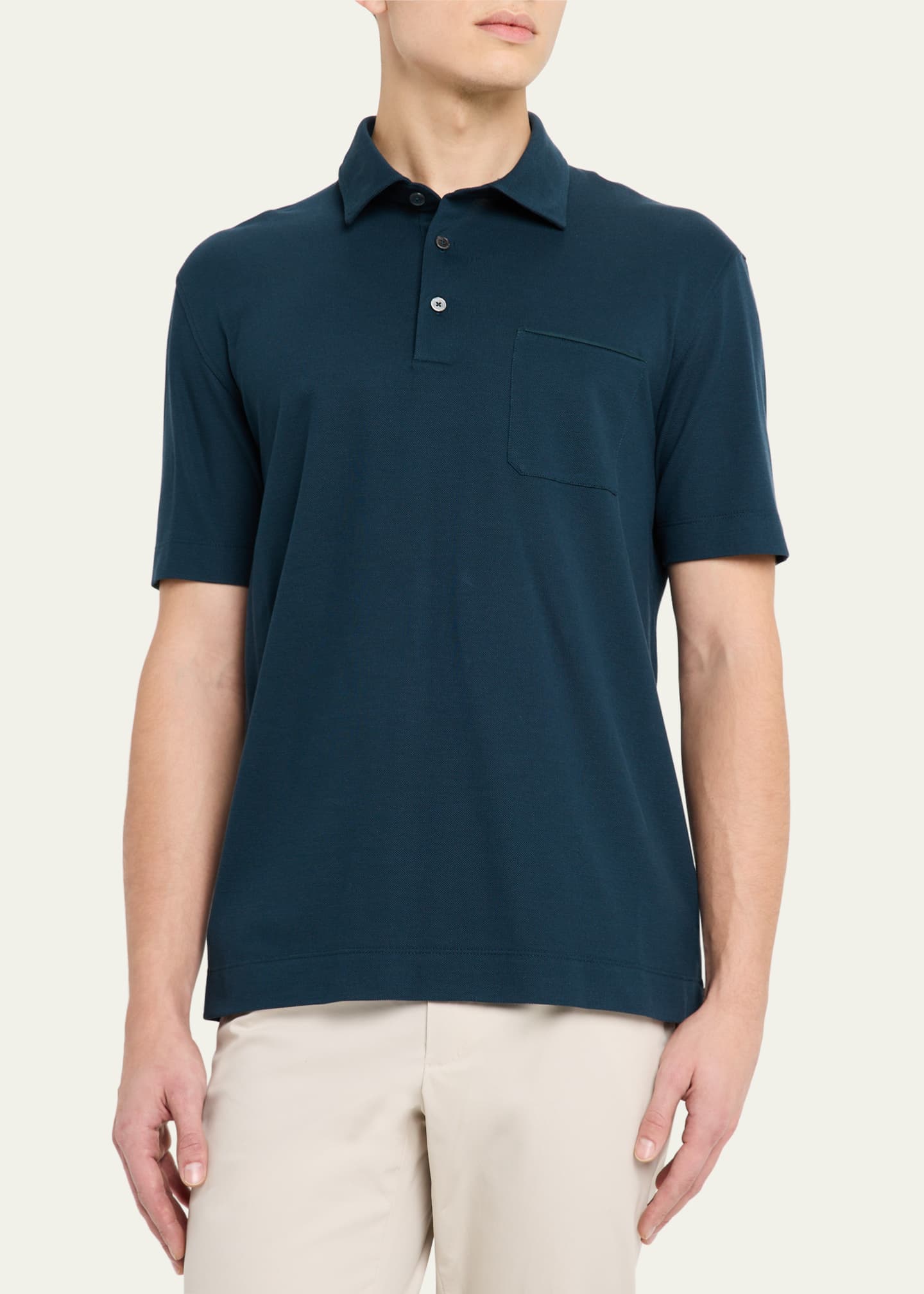 ZEGNA Men's Cotton Pique Polo Shirt Image 4 of 5