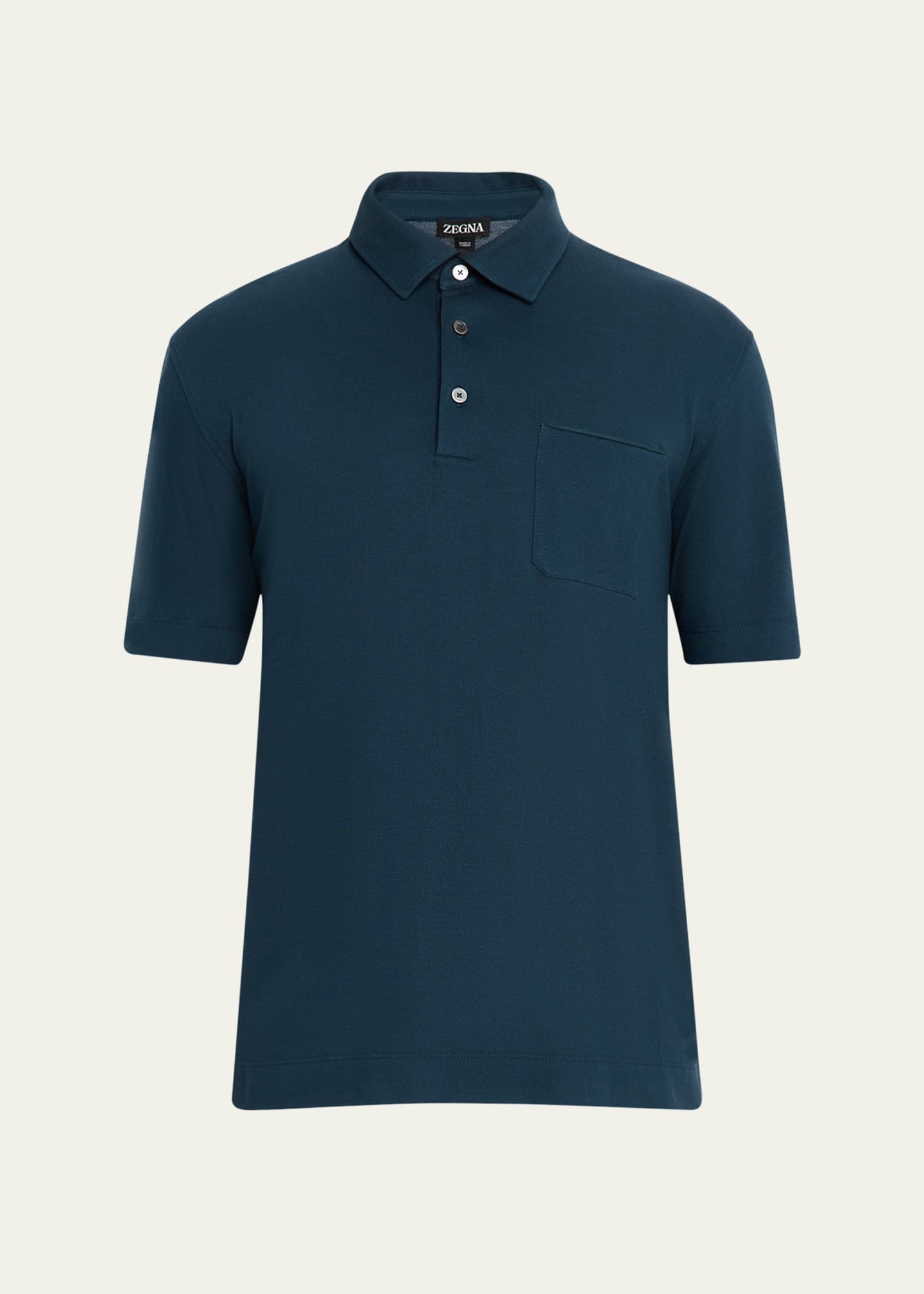 ZEGNA Men's Cotton Pique Polo Shirt Image 1 of 5