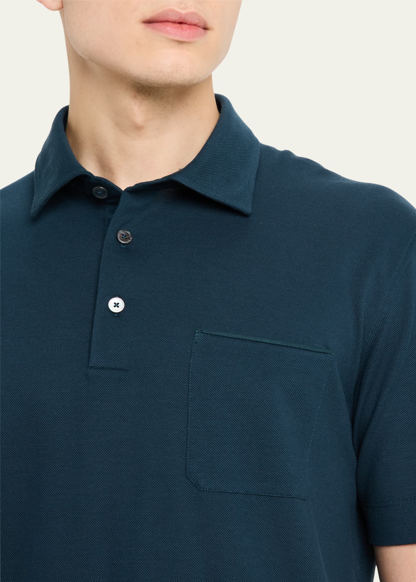 ZEGNA Men's Cotton Pique Polo Shirt Image 5 of 5