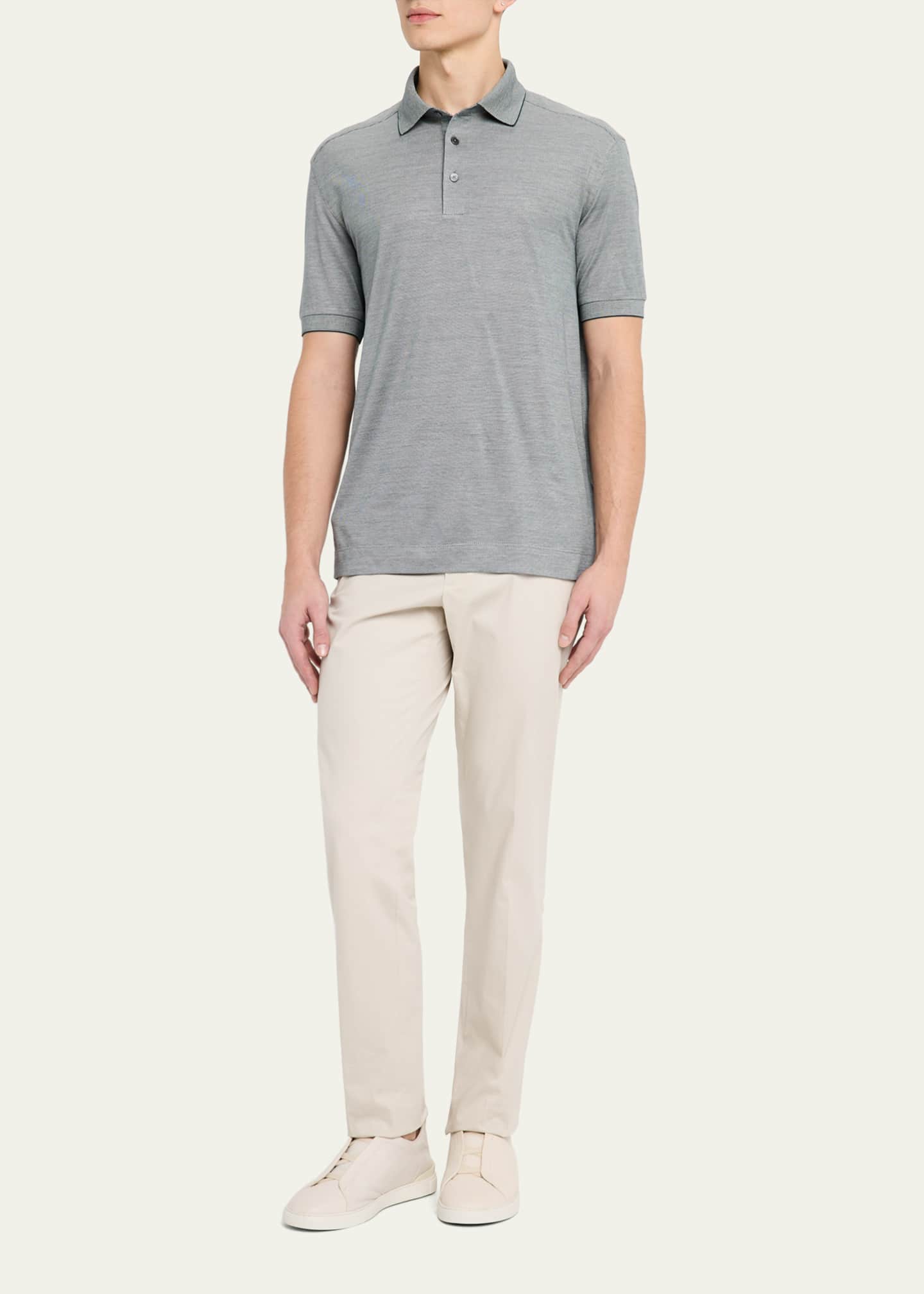 ZEGNA Men's Cotton and Silk Polo Shirt Image 2 of 5