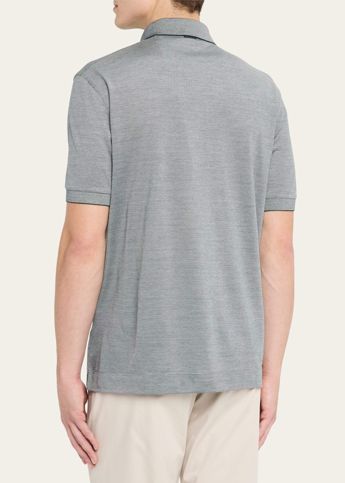 ZEGNA Men's Cotton and Silk Polo Shirt Image 3 of 5