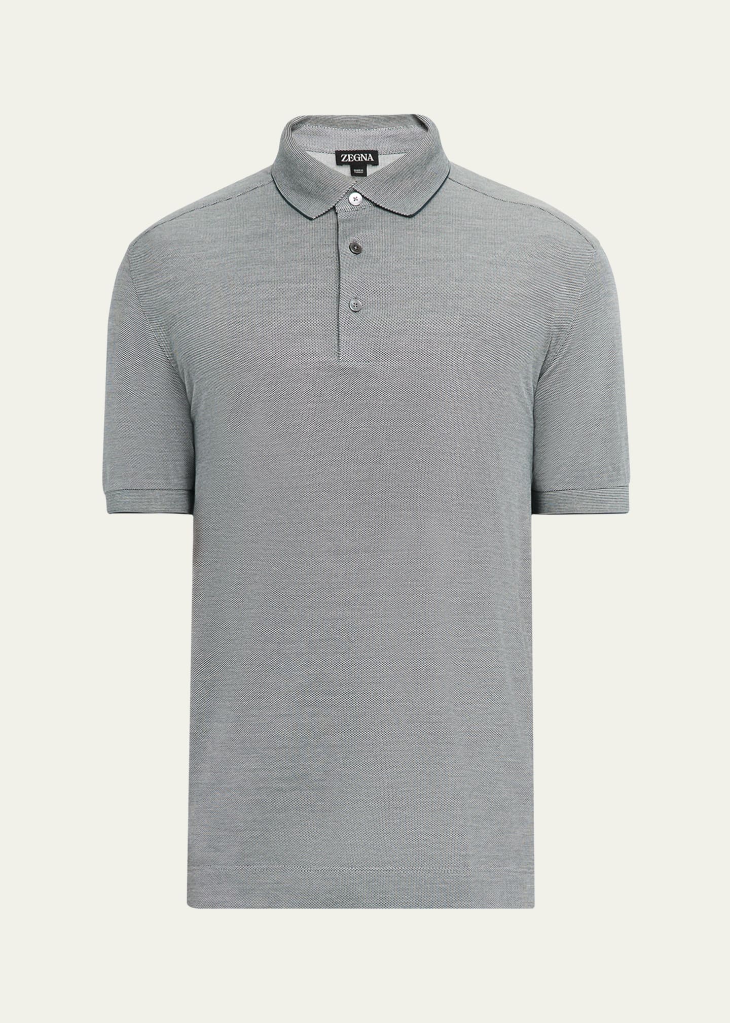 ZEGNA Men's Cotton and Silk Polo Shirt Image 1 of 5