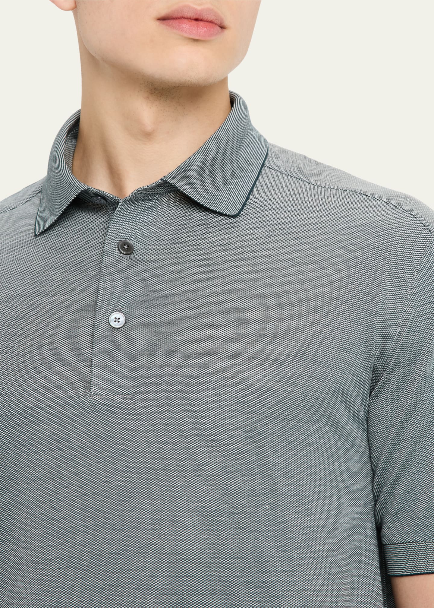 ZEGNA Men's Cotton and Silk Polo Shirt Image 5 of 5