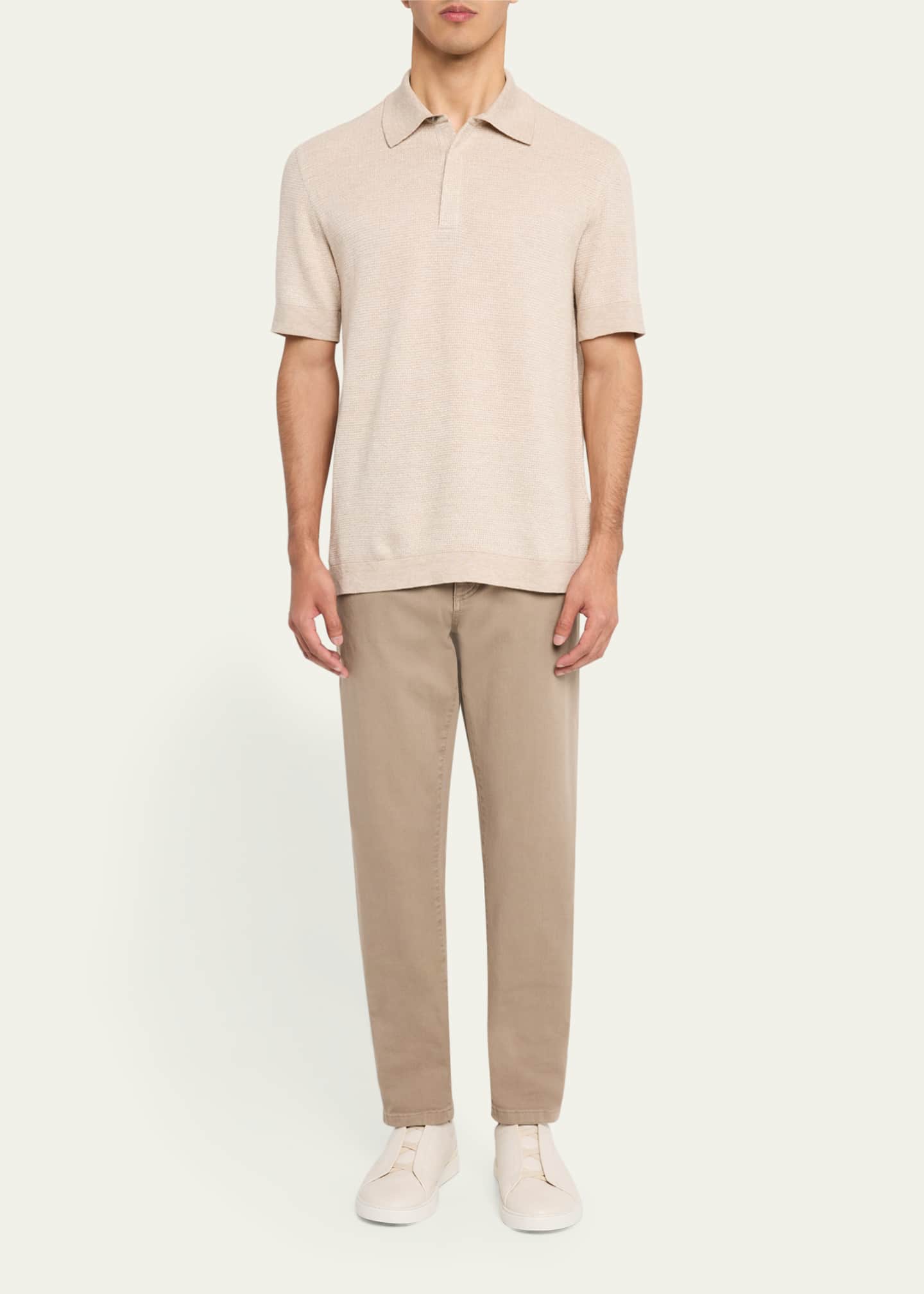 ZEGNA Men's Jacquard Polo Shirt Image 2 of 5