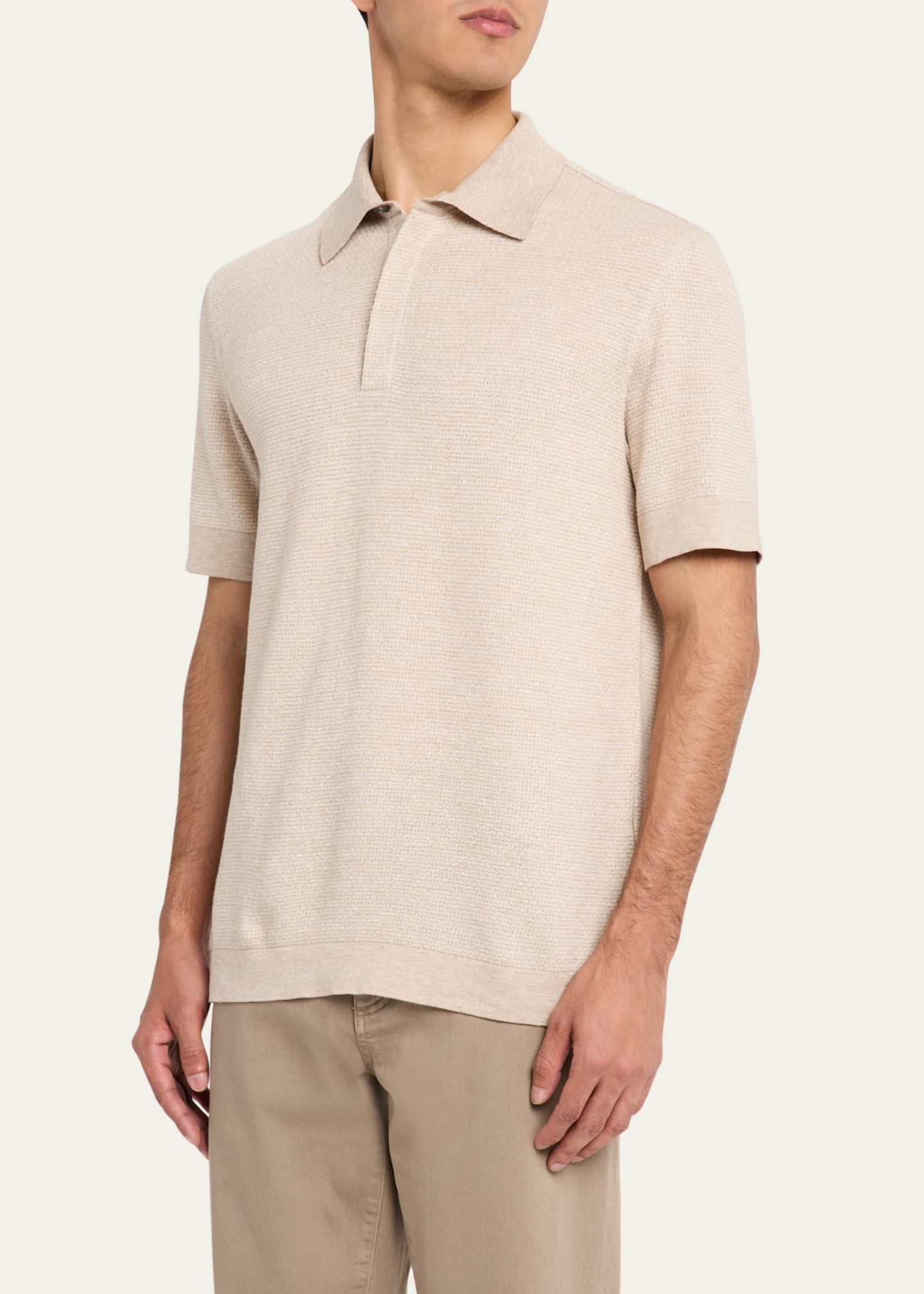 ZEGNA Men's Jacquard Polo Shirt Image 4 of 5