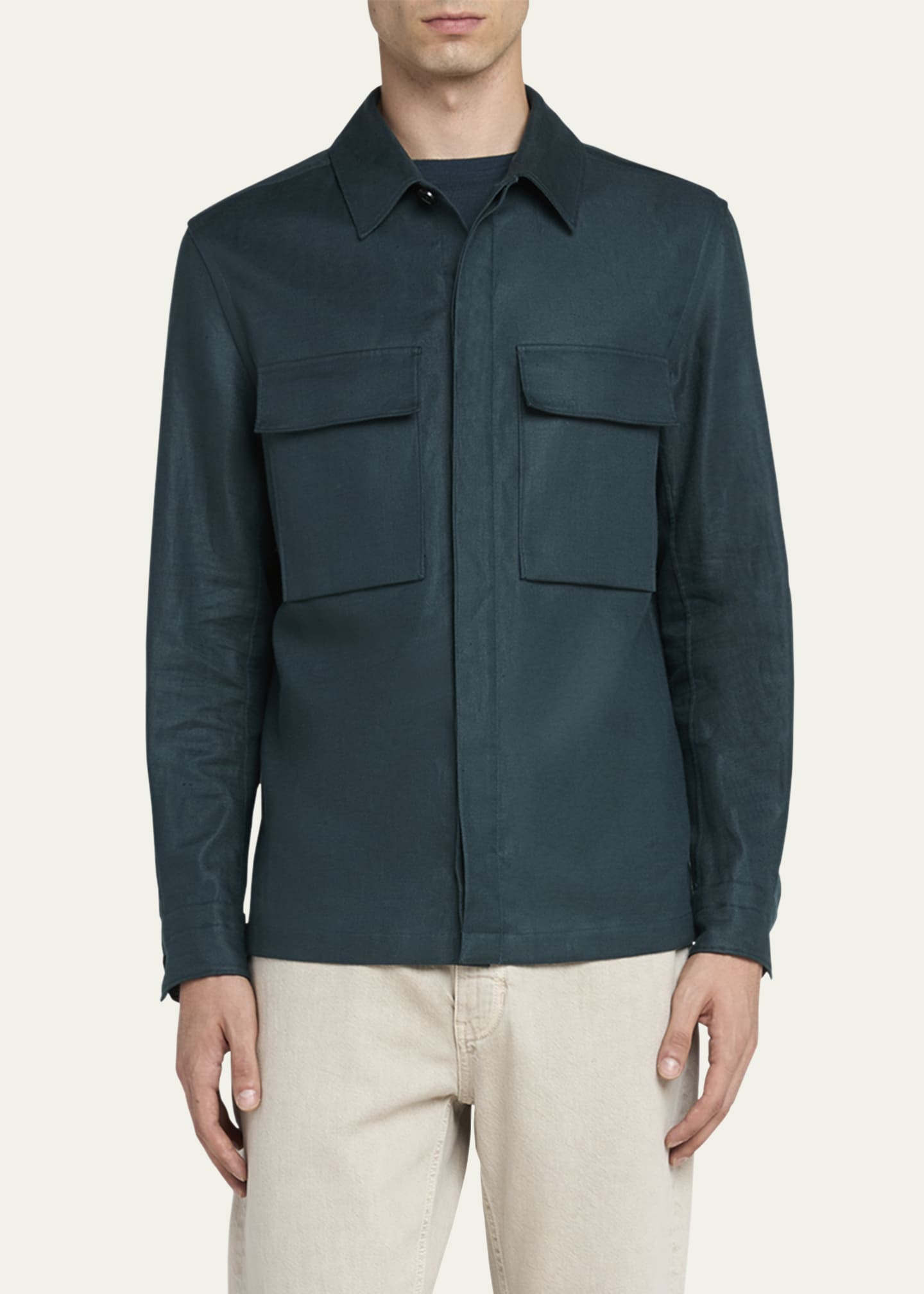 ZEGNA Men's Oasi Linen Overshirt Image 2 of 4