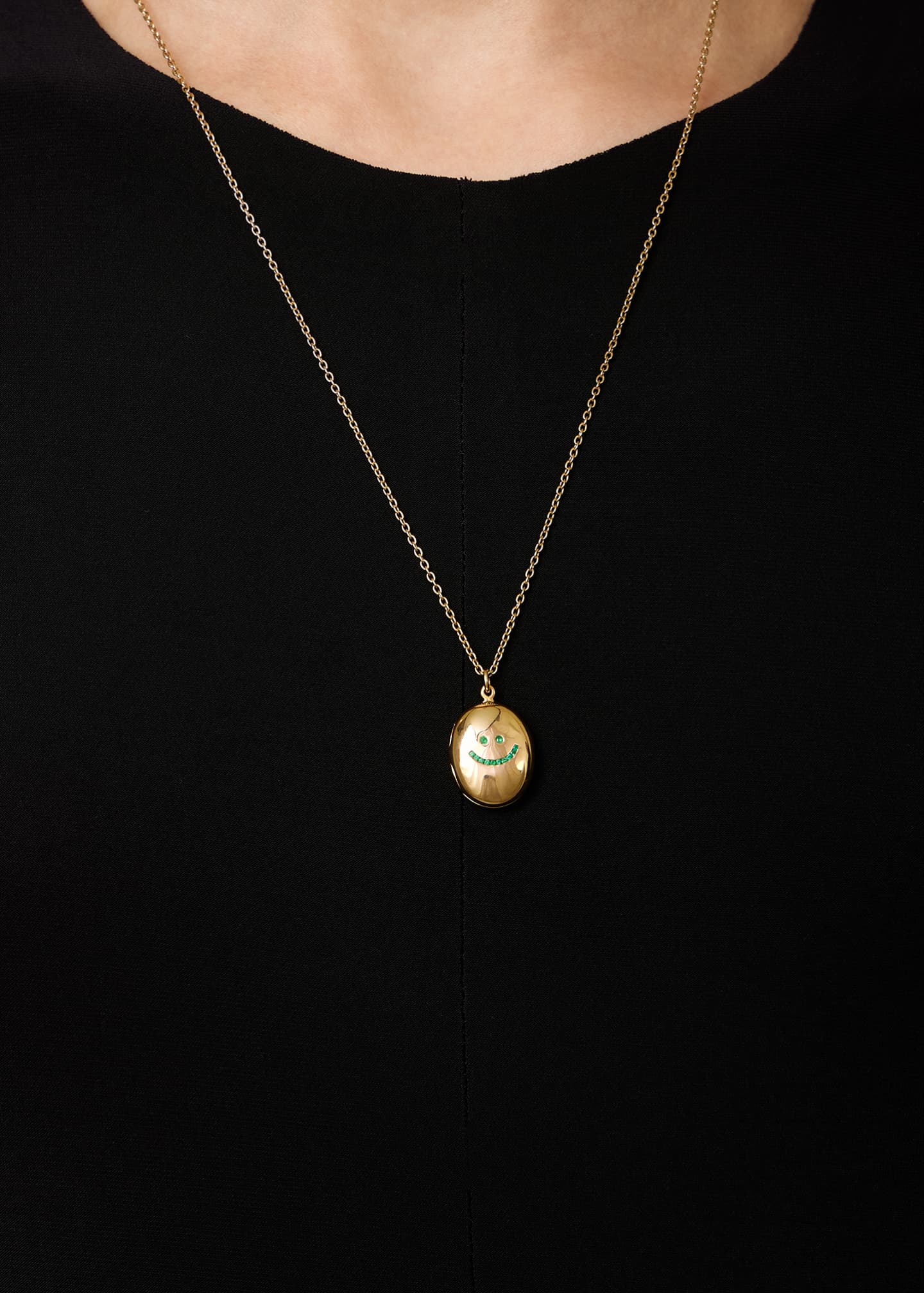 14K Yellow Gold Gem Yim Emerald Locket Necklace
