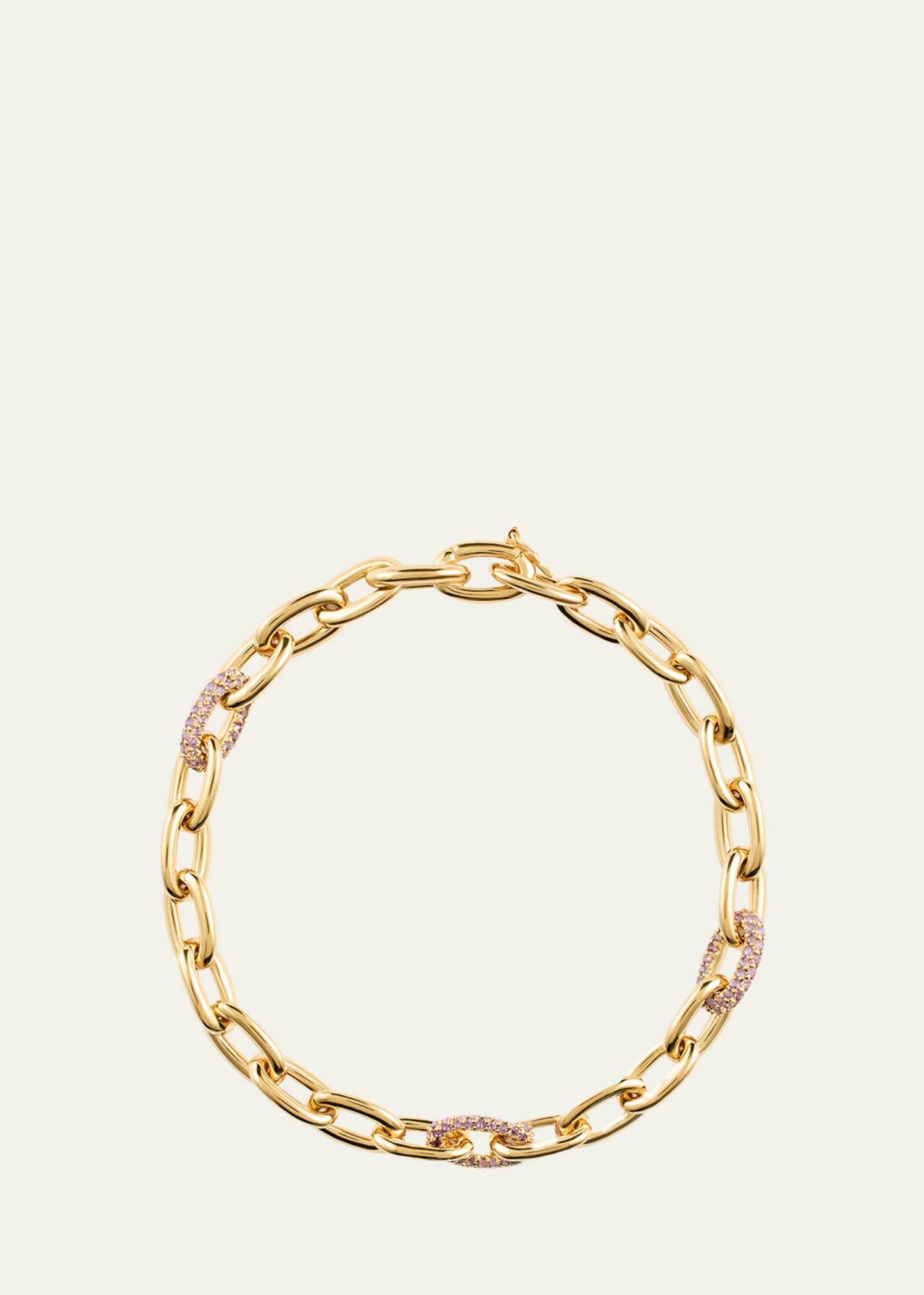 PATTARAPHAN 9K Gold Tri Pavé Baby Seamless Link Bracelet with Amethysts Image 1 of 4