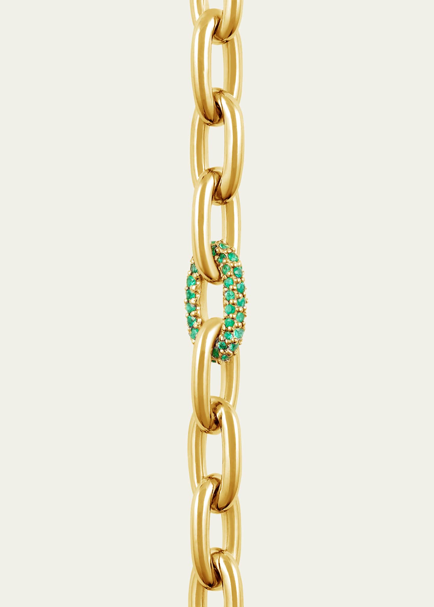PATTARAPHAN 9K Gold Tri Pavé Baby Seamless Link Bracelet with Emeralds Image 3 of 4