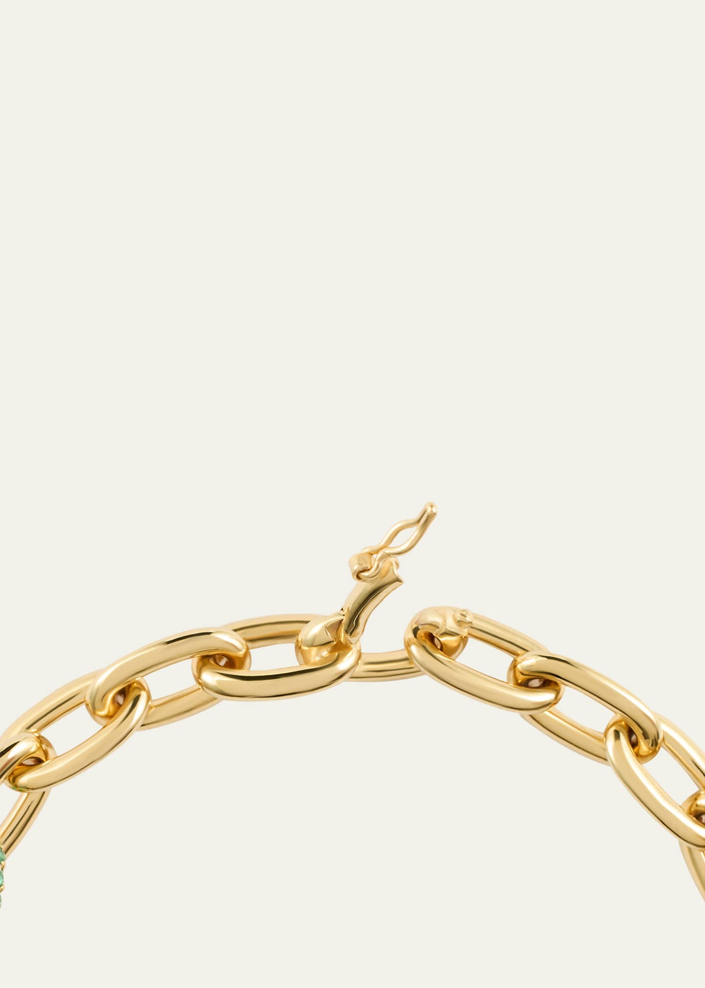 PATTARAPHAN 9K Gold Tri Pavé Baby Seamless Link Bracelet with Emeralds Image 4 of 4