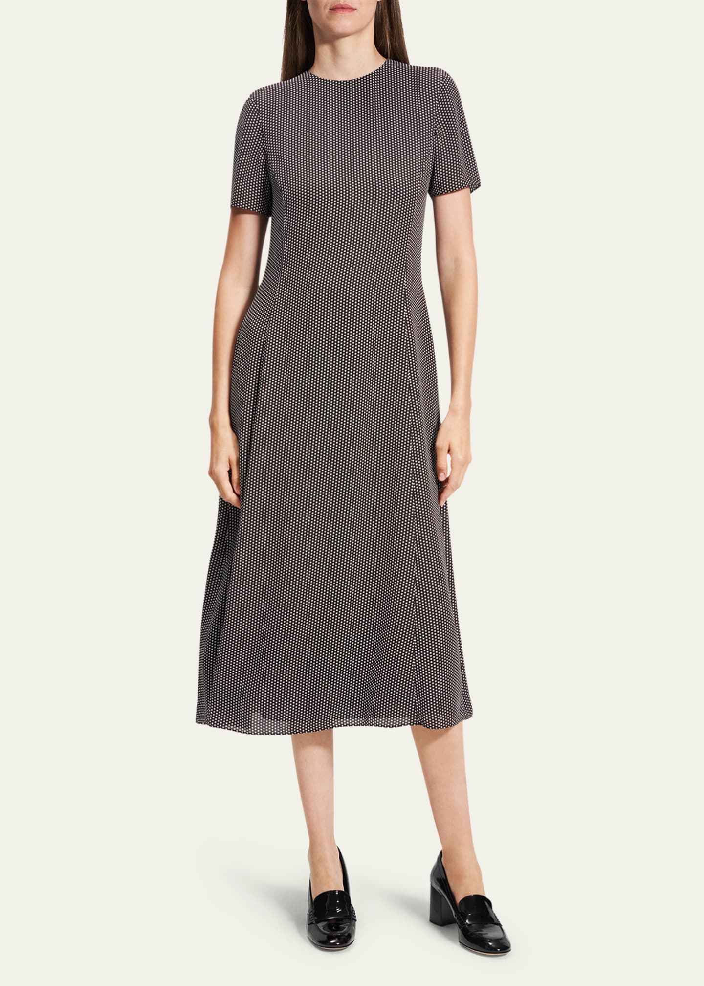Theory Short-Sleeve Flared Midi Dress Image 2 of 5