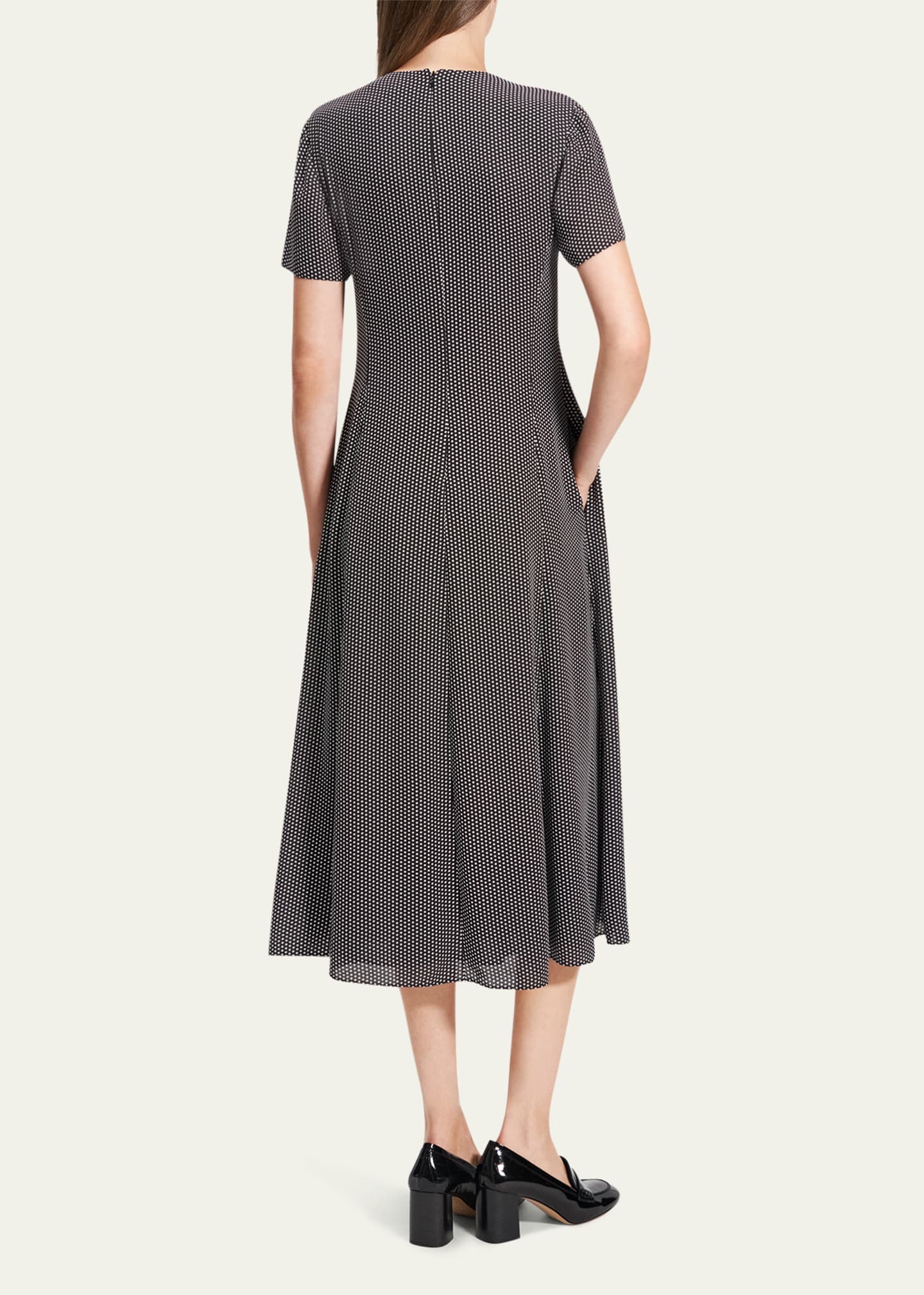 Theory Short-Sleeve Flared Midi Dress Image 3 of 5