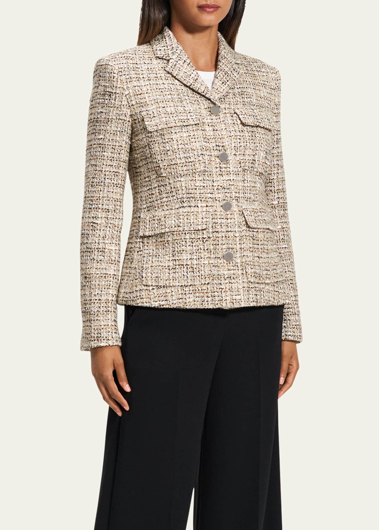Theory Mixed Tweed Military Jacket Bergdorf Goodman