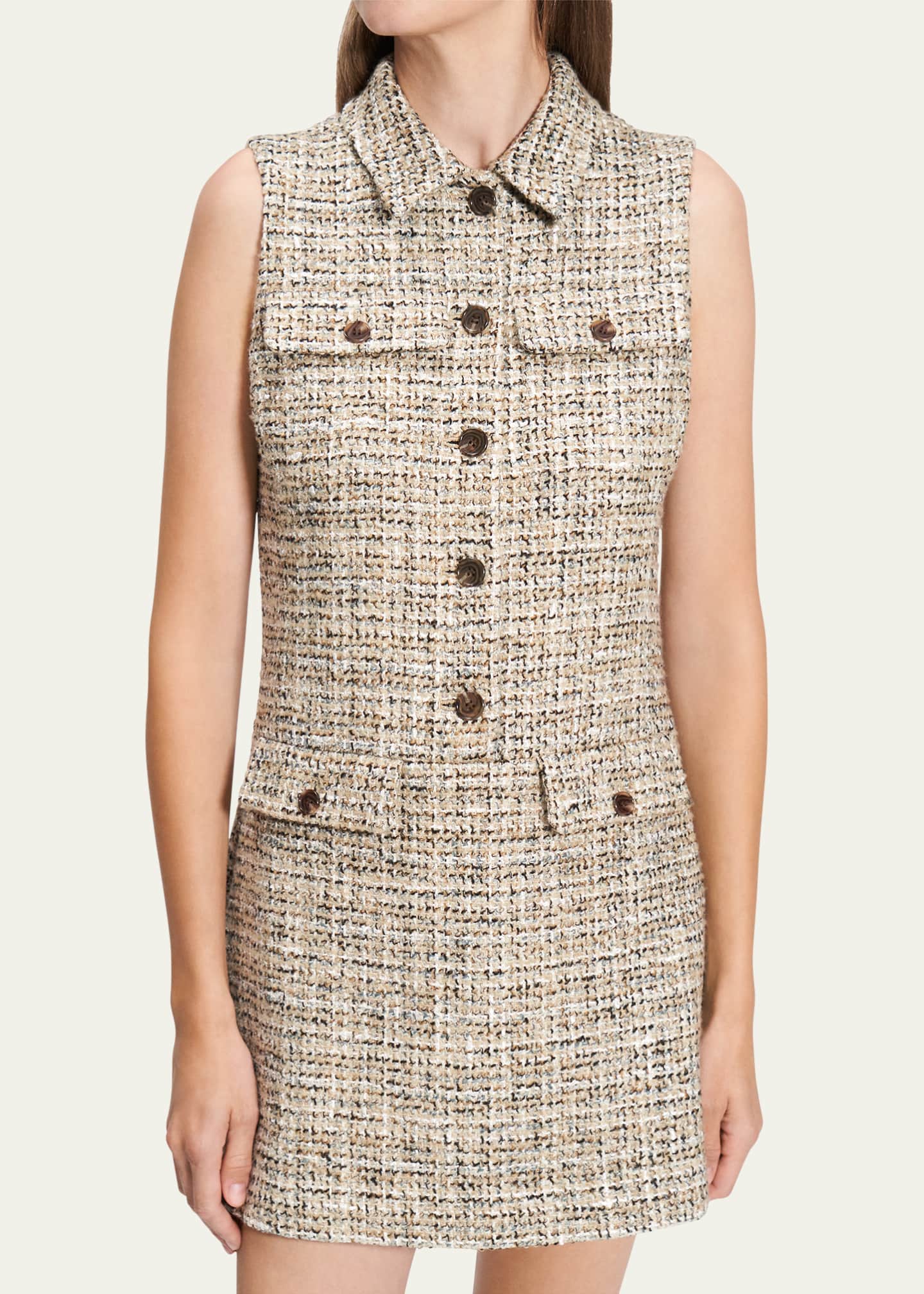 Theory Mixed Tweed Military Mini Dress Image 5 of 5