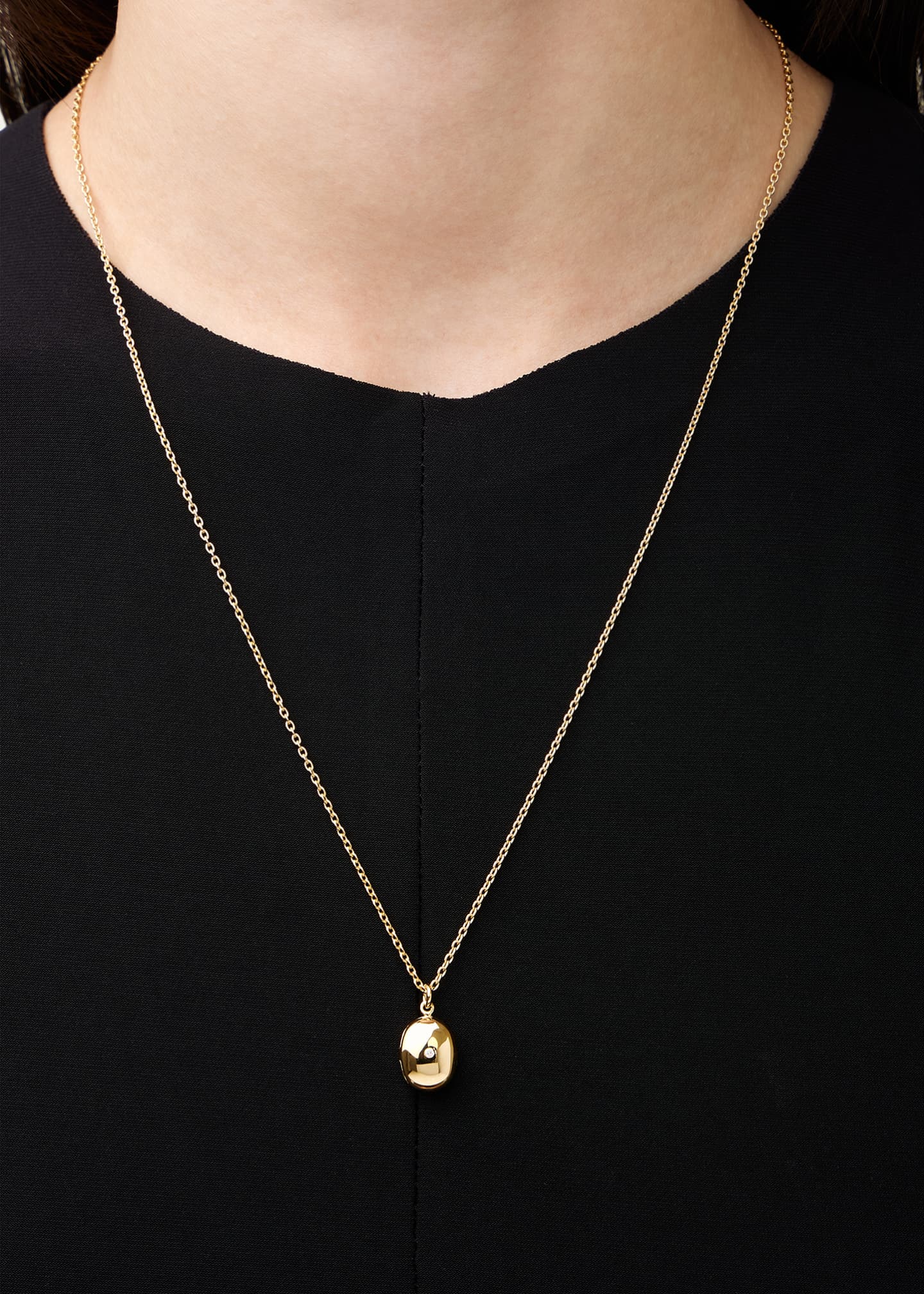 PATTARAPHAN Baby Diamond Locket Necklace in 14K Yellow Gold, 22"L Image 2 of 4