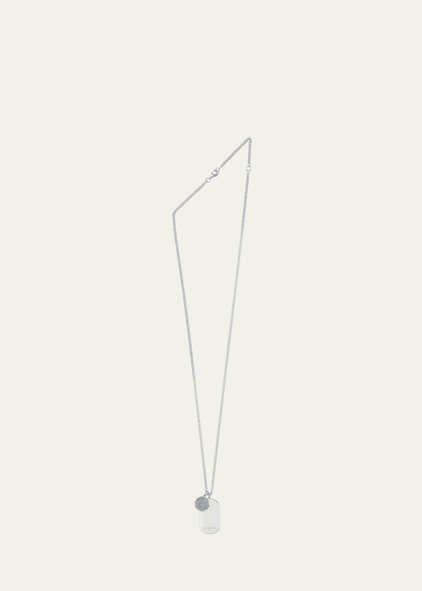 PATTARAPHAN Pavé Tagged ID Necklace with Blue Sapphire, 22"L Image 1 of 3