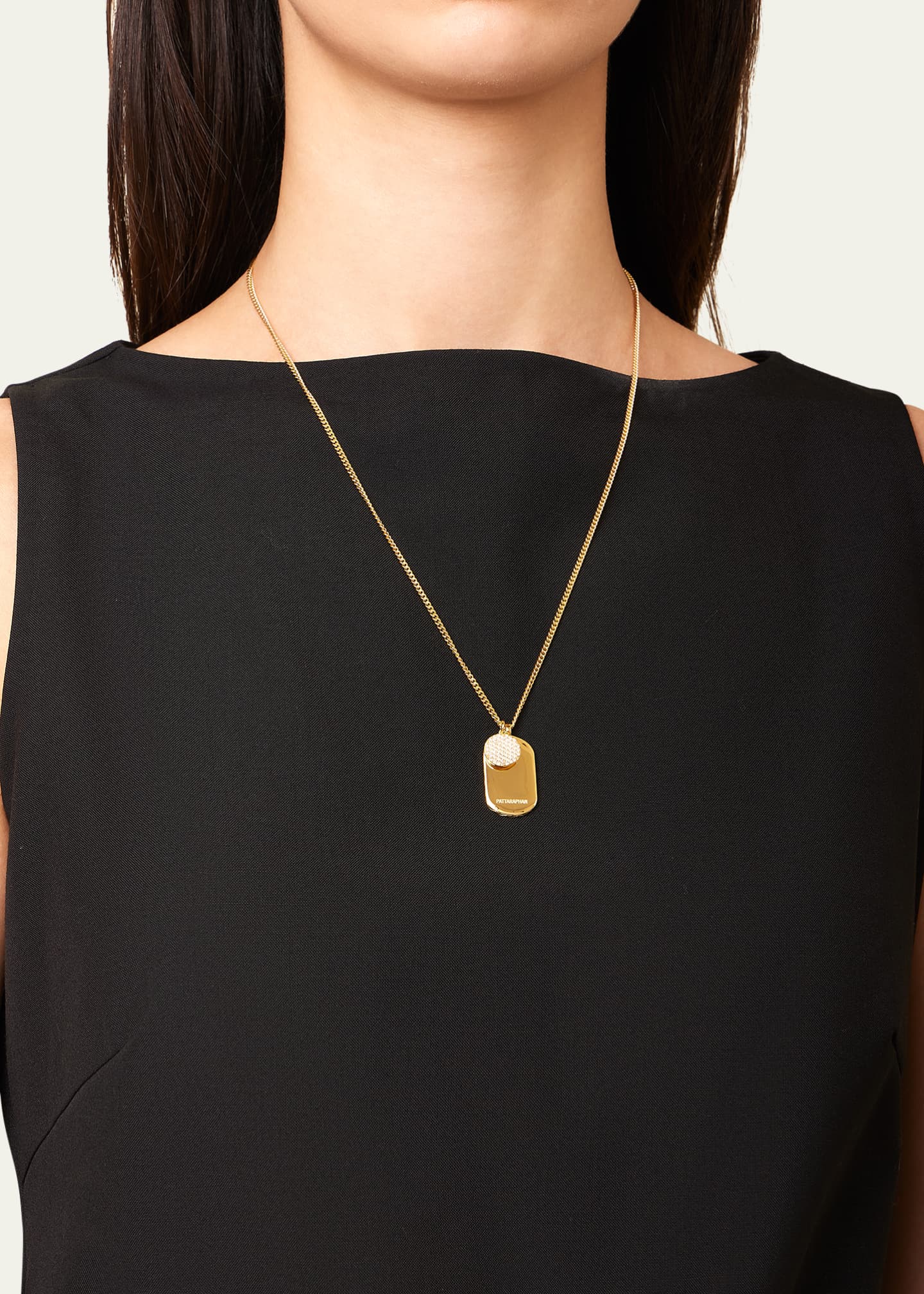 PATTARAPHAN Pavé Tagged ID Necklace with Diamonds, 22"L Image 2 of 3