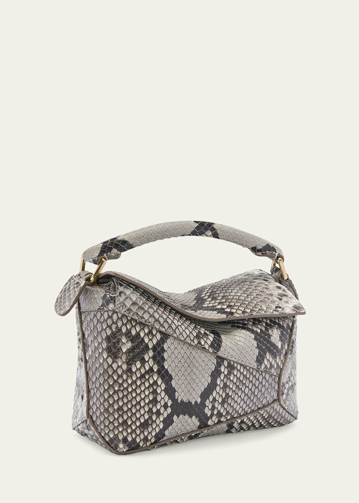 Loewe Puzzle Edge Mini Top-Handle Bag in Python Image 2 of 4