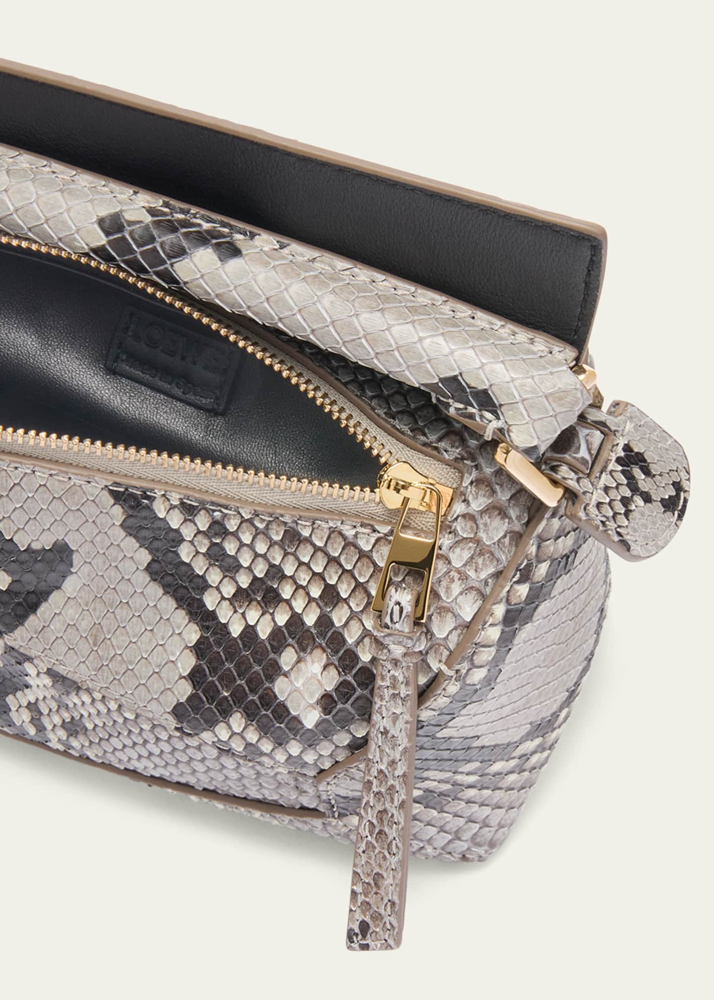 Loewe Puzzle Edge Mini Top-Handle Bag in Python Image 3 of 4
