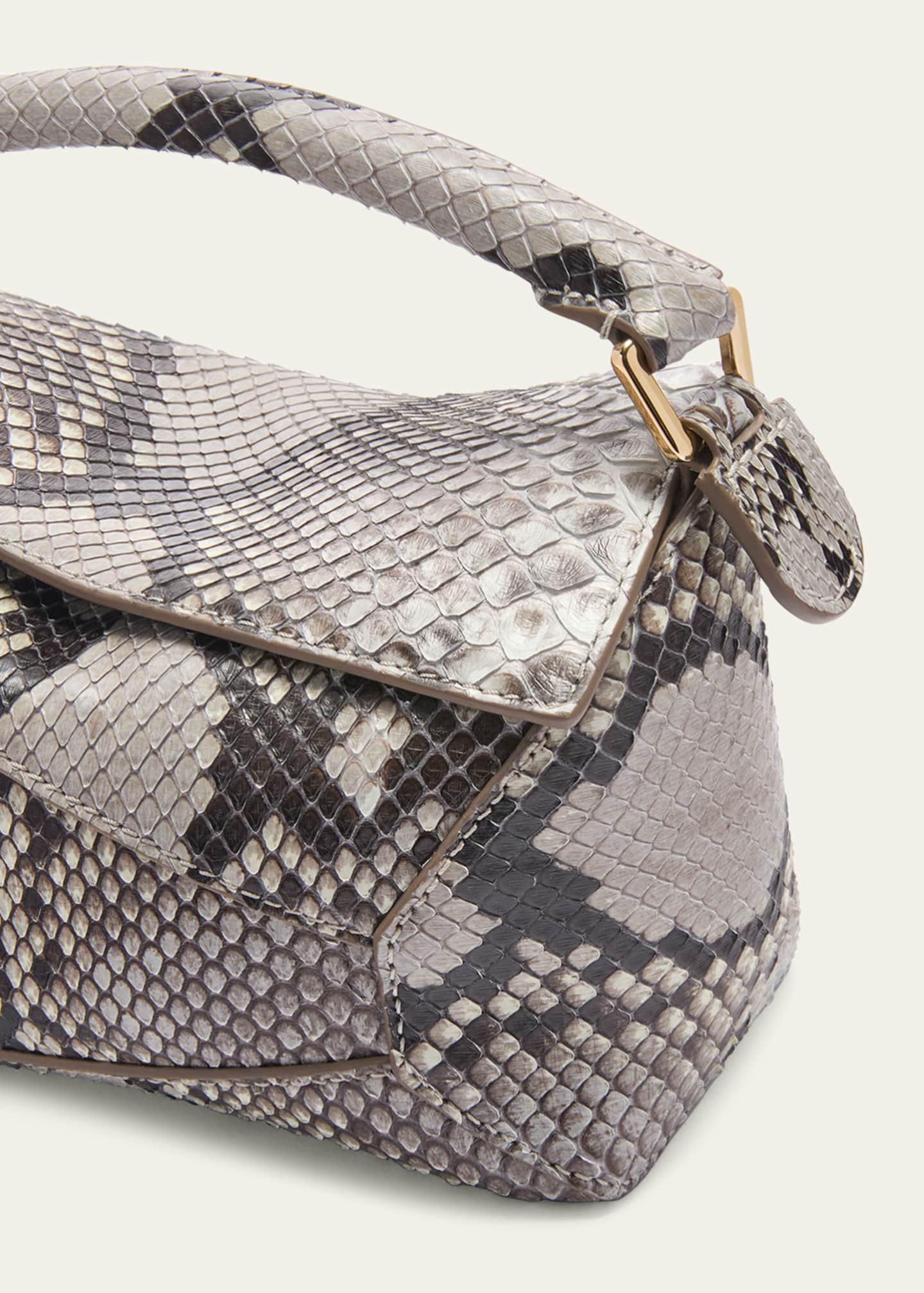 Loewe Puzzle Edge Mini Top-Handle Bag in Python Image 4 of 4