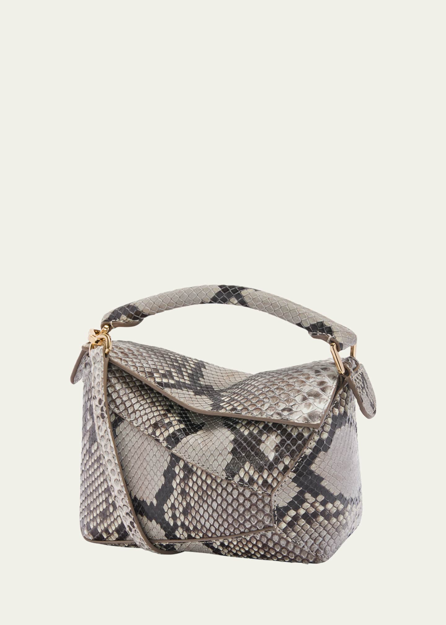 Loewe Puzzle Edge Mini Top-Handle Bag in Python