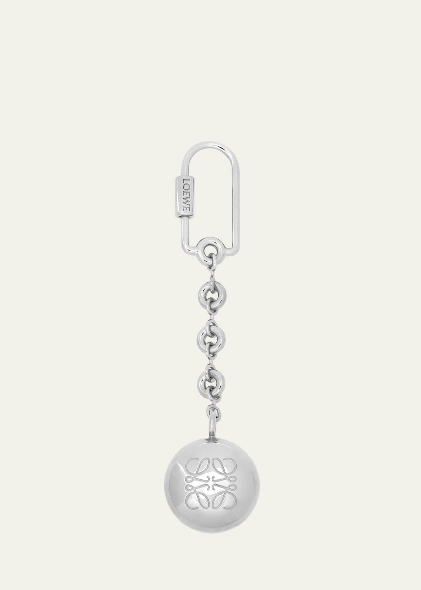 Loewe Anagram Pebble Keyring in Brass Image 2 of 3
