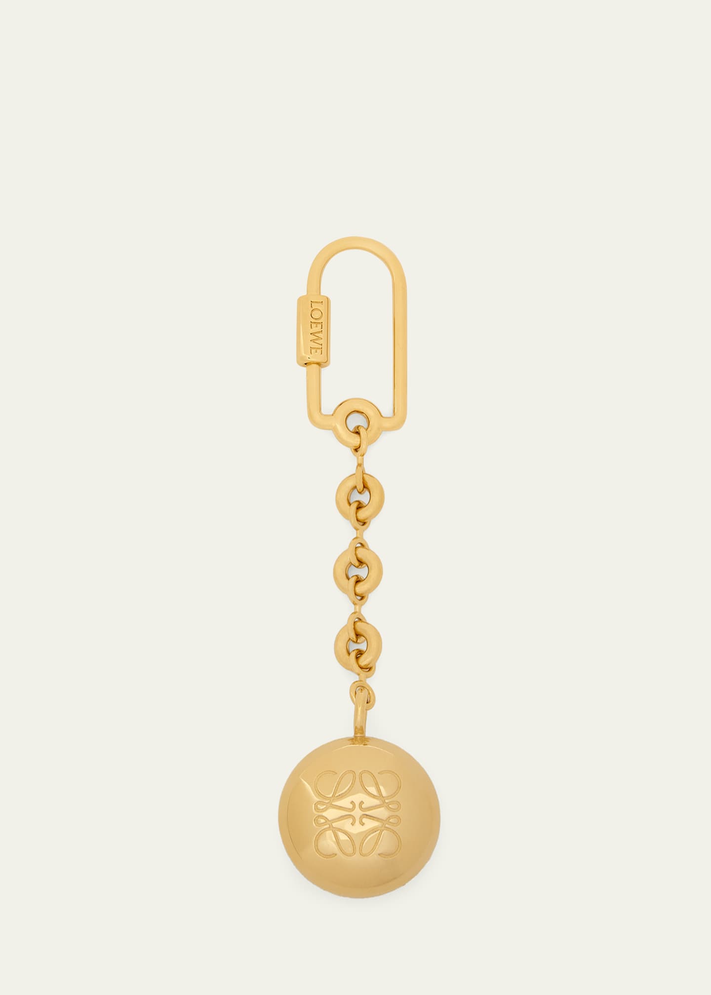 Loewe Anagram Pebble Keyring in Brass Image 2 of 3