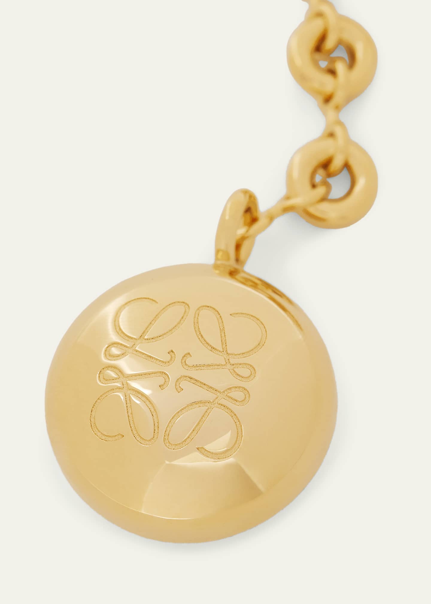 Loewe Anagram Pebble Keyring in Brass Image 3 of 3