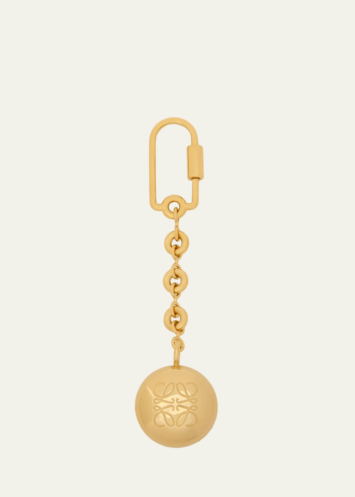 Loewe Anagram Pebble Keyring in Brass Image 1 of 3