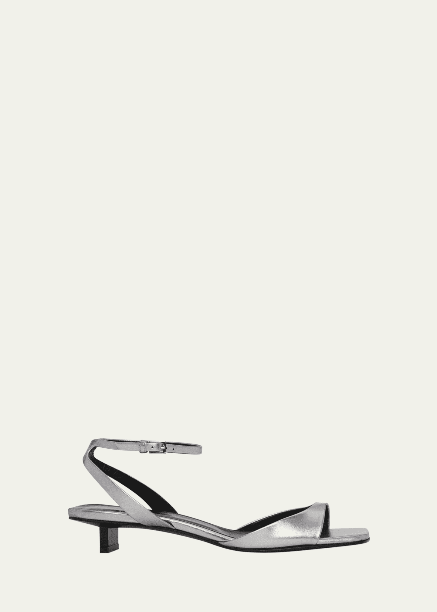 Stella Metallic Kitten Ankle-Strap Sandals