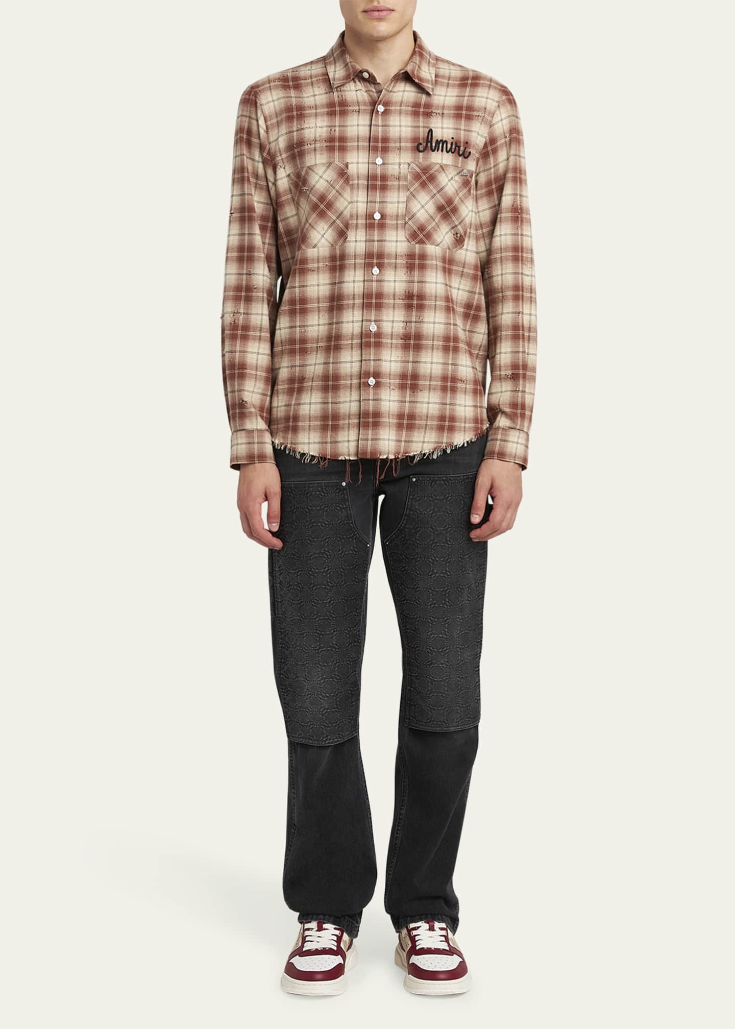 Amiri Men's Shotgun Flannel Button-Down Shirt Image 2 of 5
