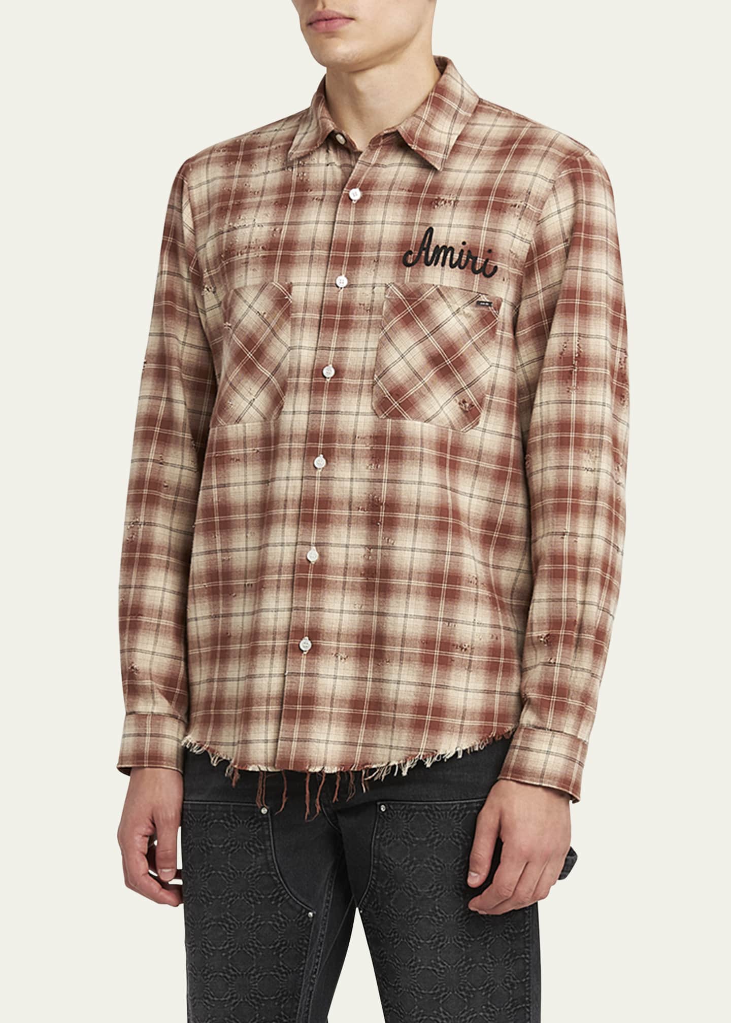 Amiri Men's Shotgun Flannel Button-Down Shirt Image 4 of 5