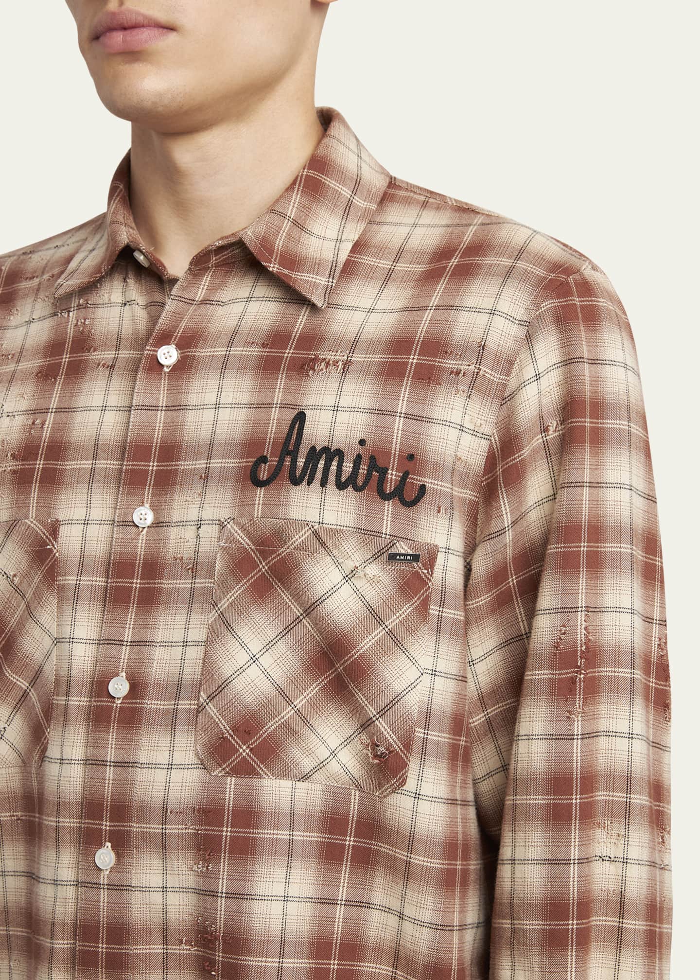 Amiri Men's Shotgun Flannel Button-Down Shirt Image 5 of 5