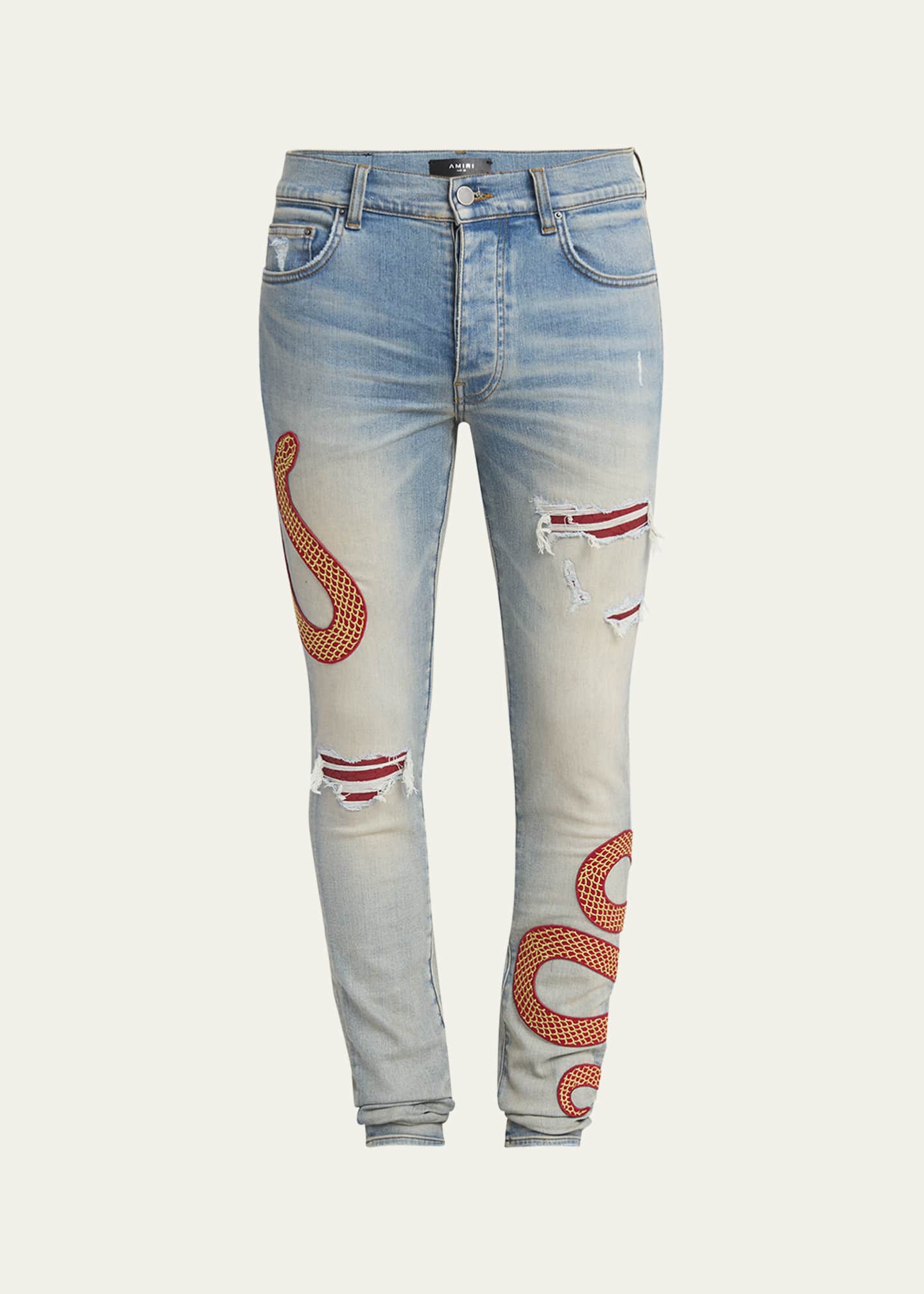 Amiri Men's Snake Applique Skinny Jeans Image 1 of 5
