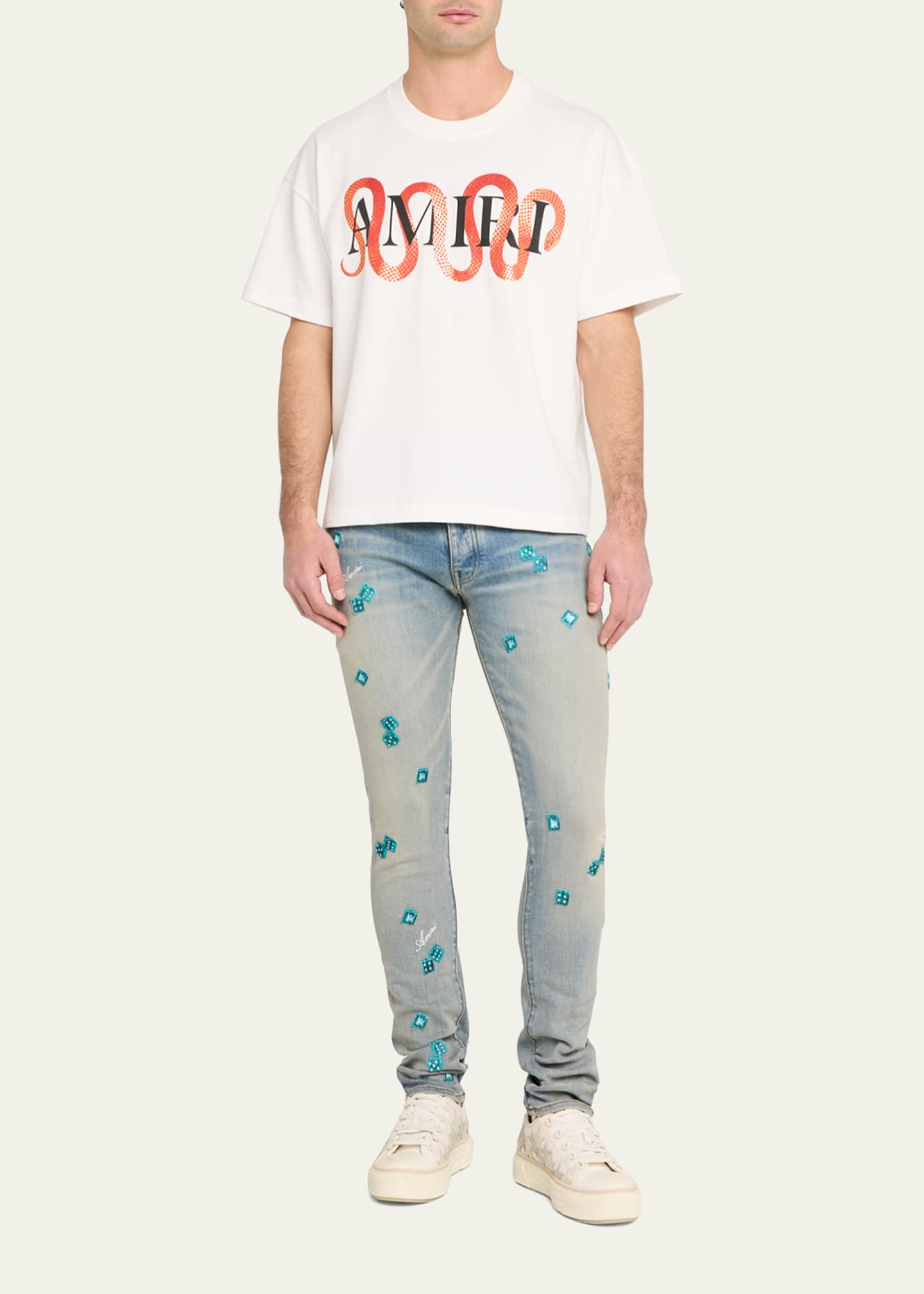 Amiri Men's Dice Skinny Jeans Image 2 of 5